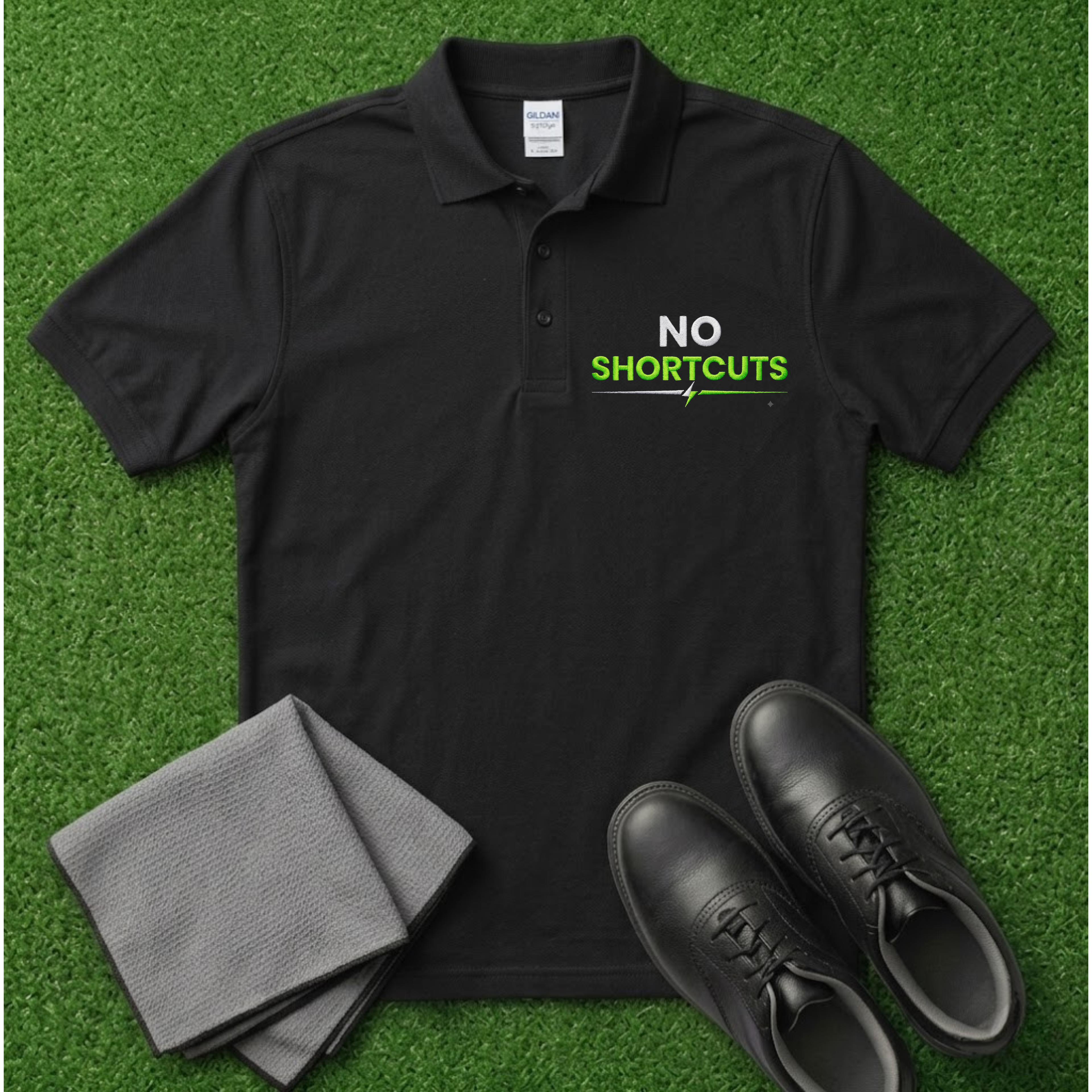 No Shortcuts Embroidered Polo Shirt