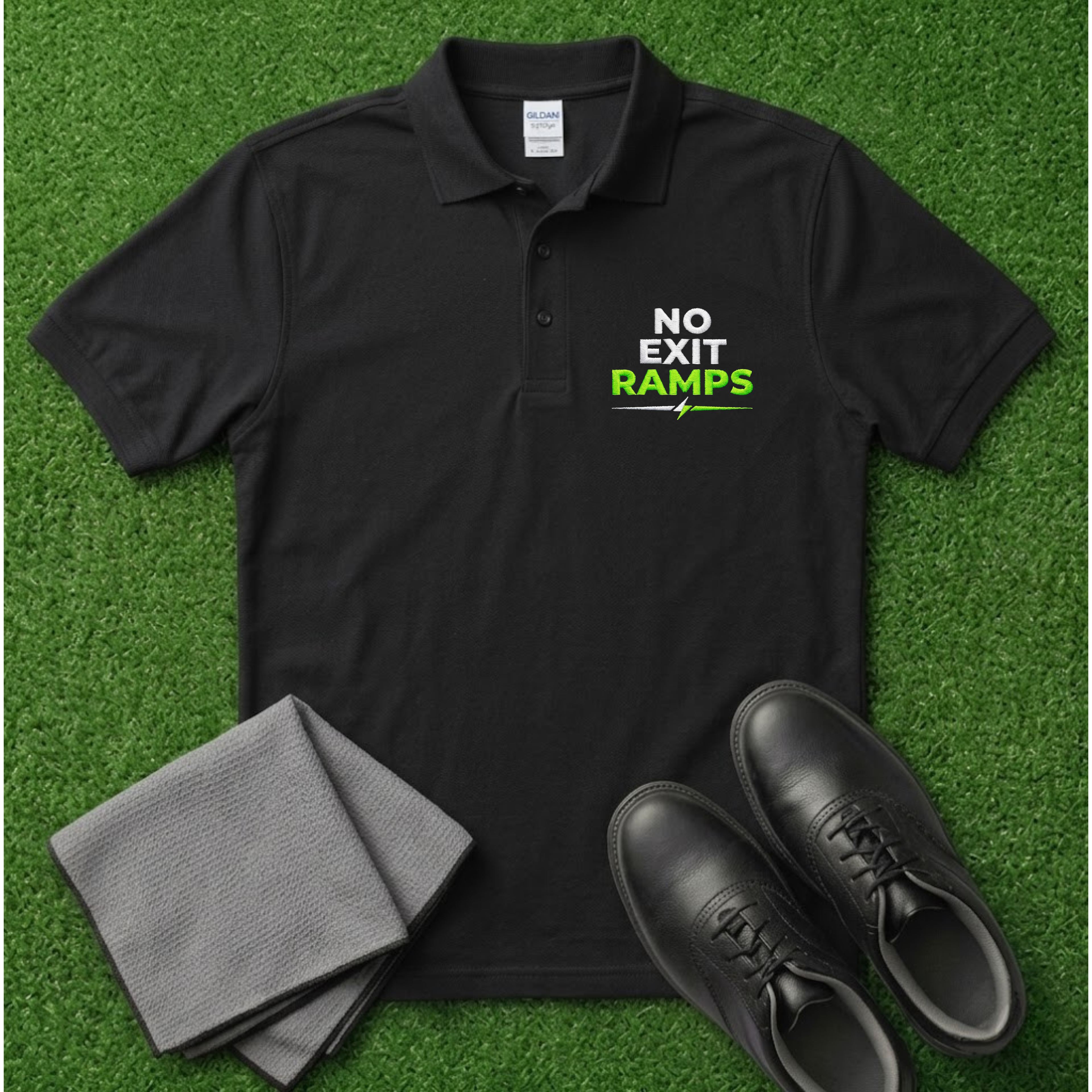 No Exit Ramps Embroidered Polo Shirt