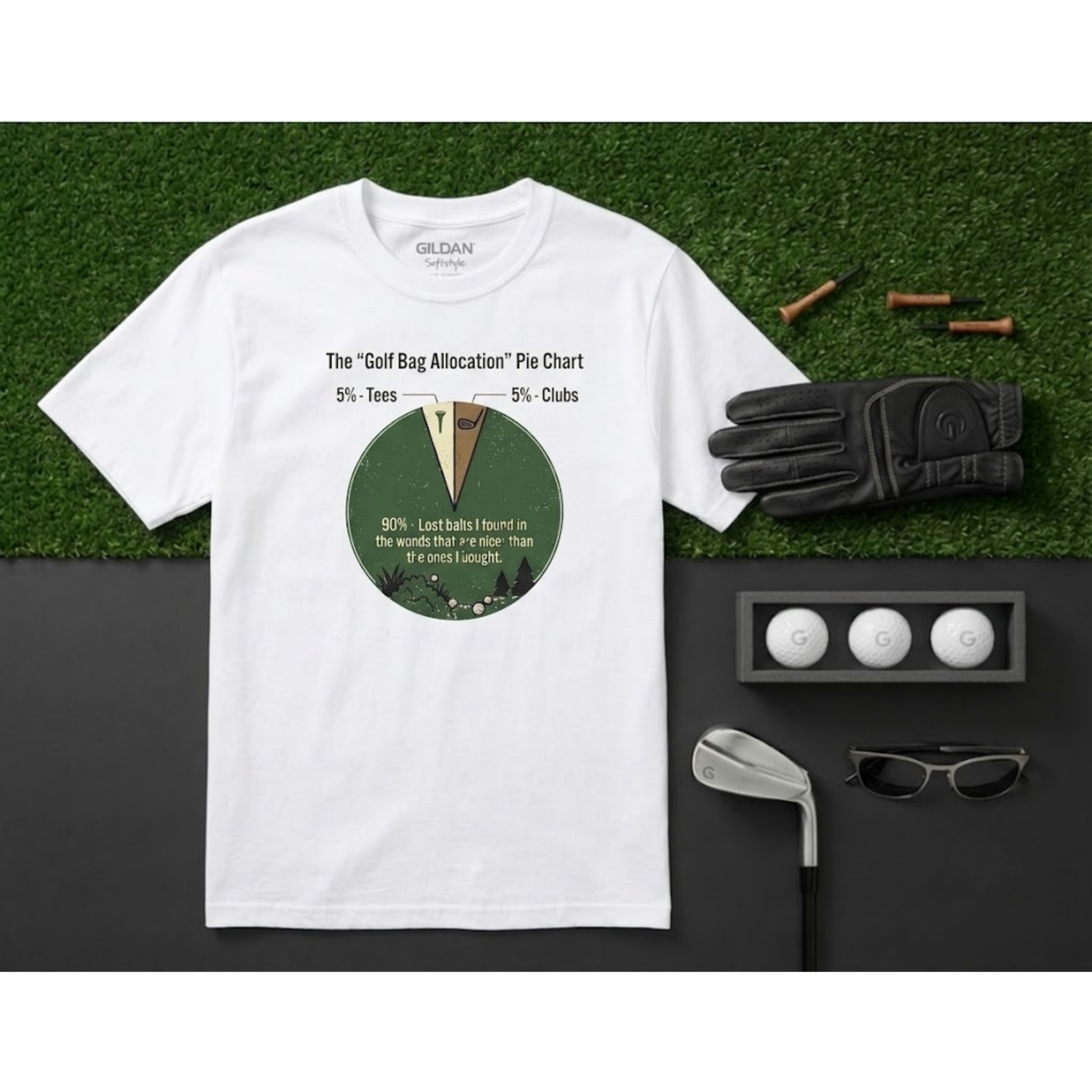 The "Golf Bag Allocation" Pie Chart Funny Golf T-Shirt