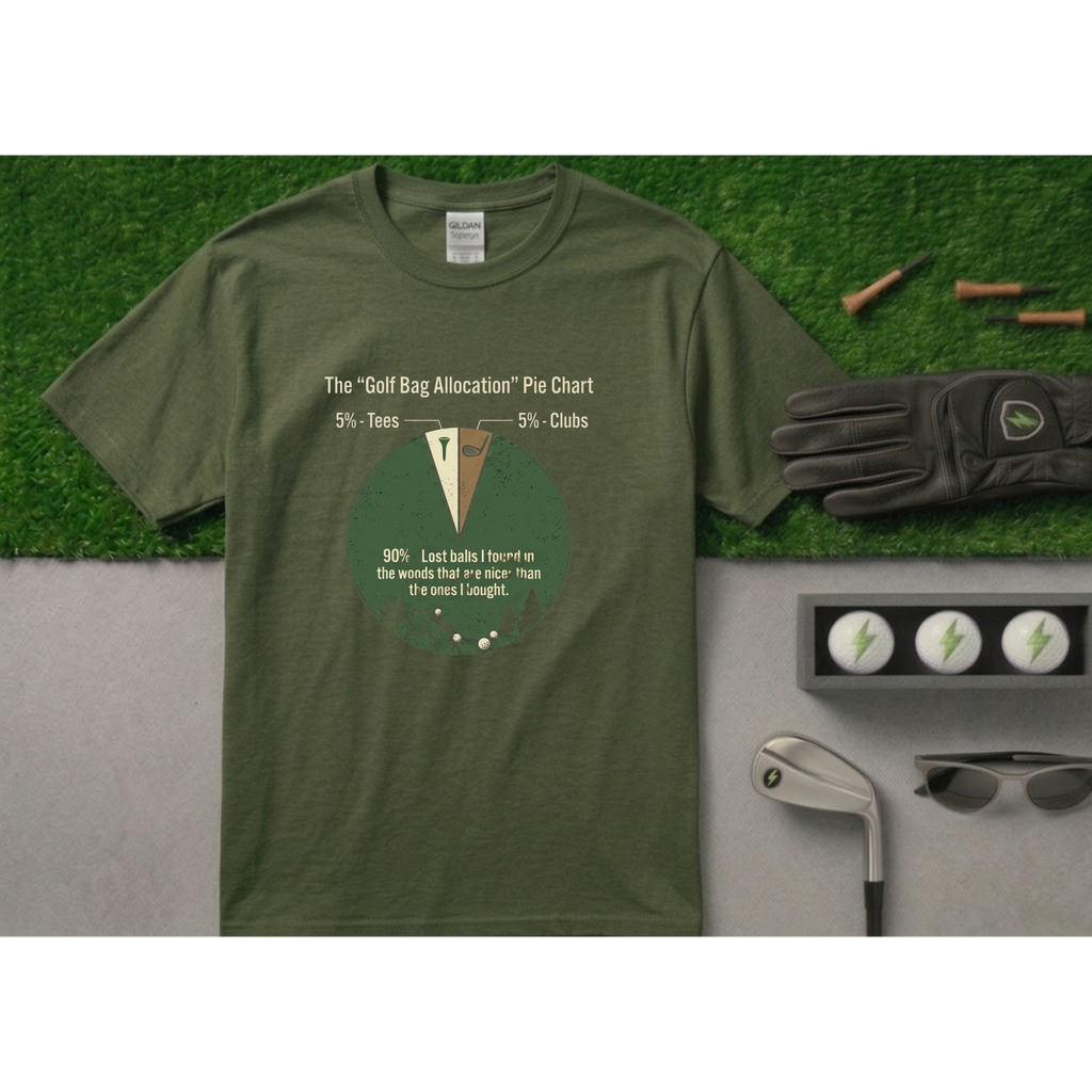 The "Golf Bag Allocation" Pie Chart Funny Golf T-Shirt
