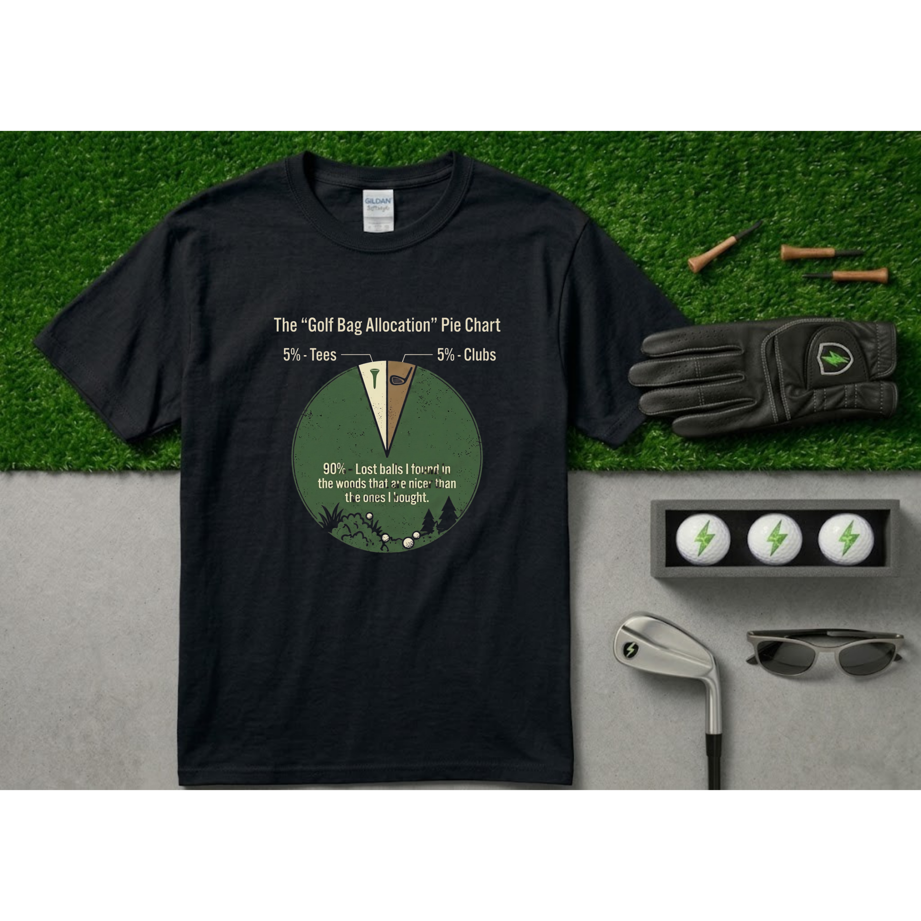 The "Golf Bag Allocation" Pie Chart Funny Golf T-Shirt
