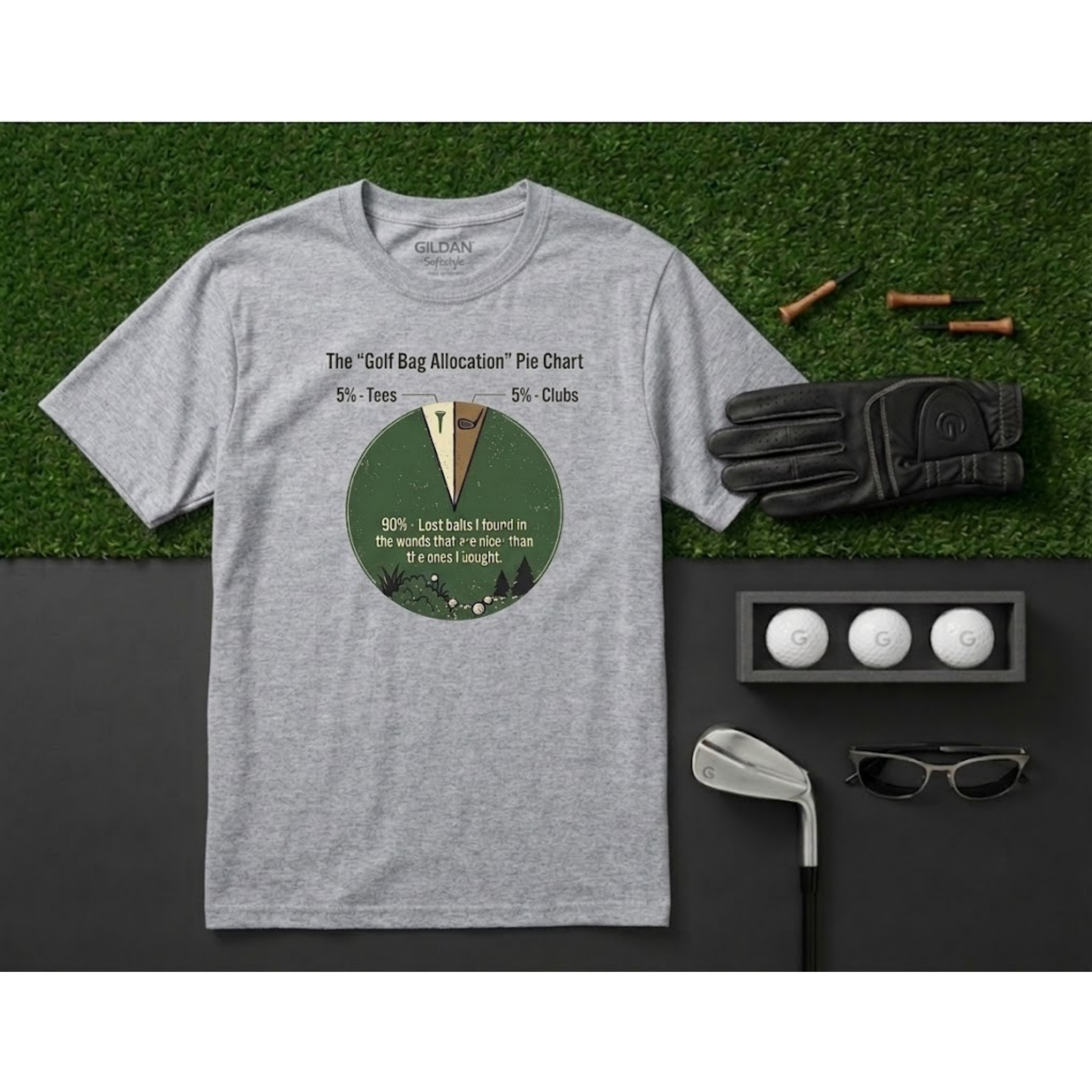 The "Golf Bag Allocation" Pie Chart Funny Golf T-Shirt