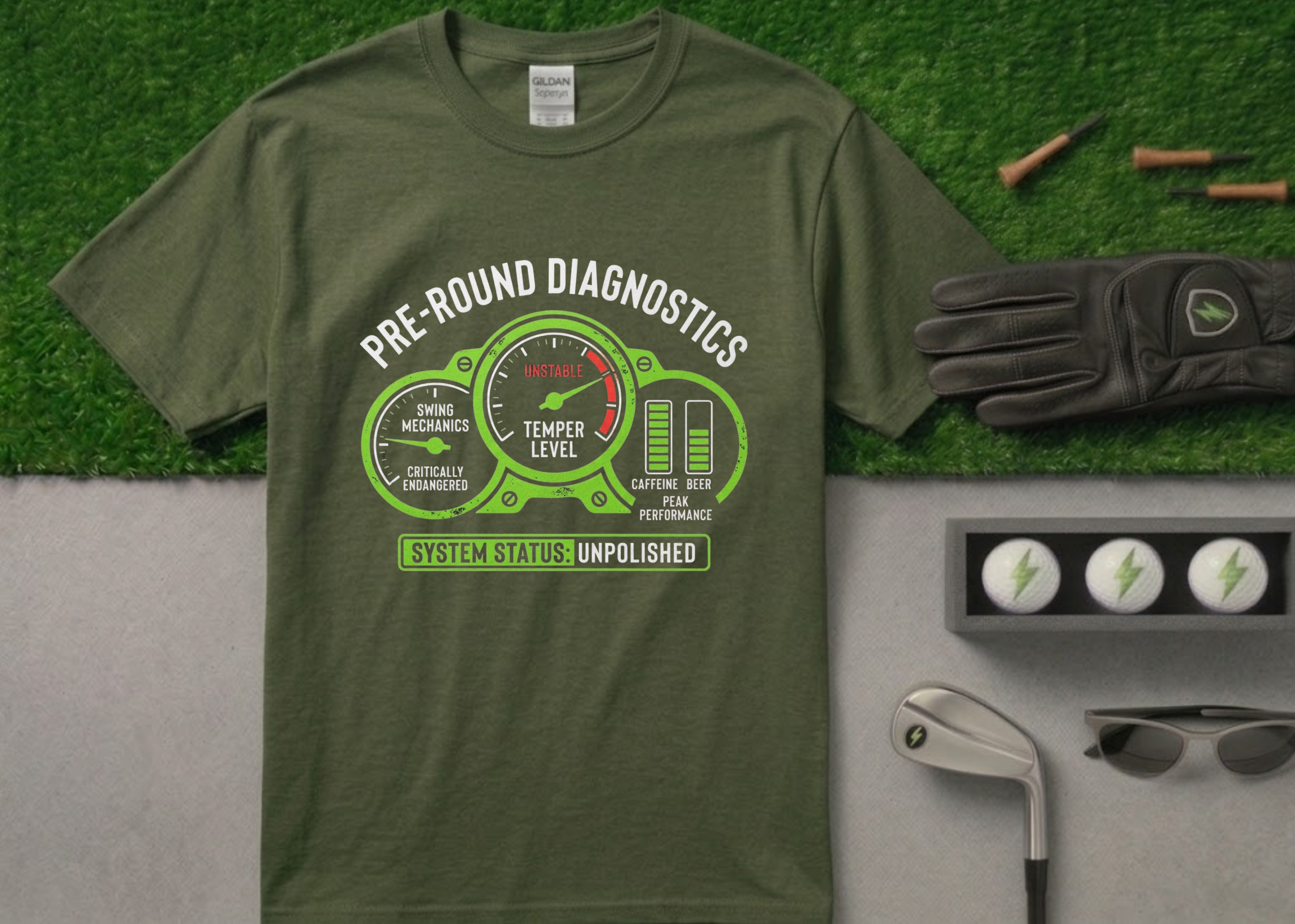 The "Pre-Round Diagnostics" Funny Golf T-Shirt