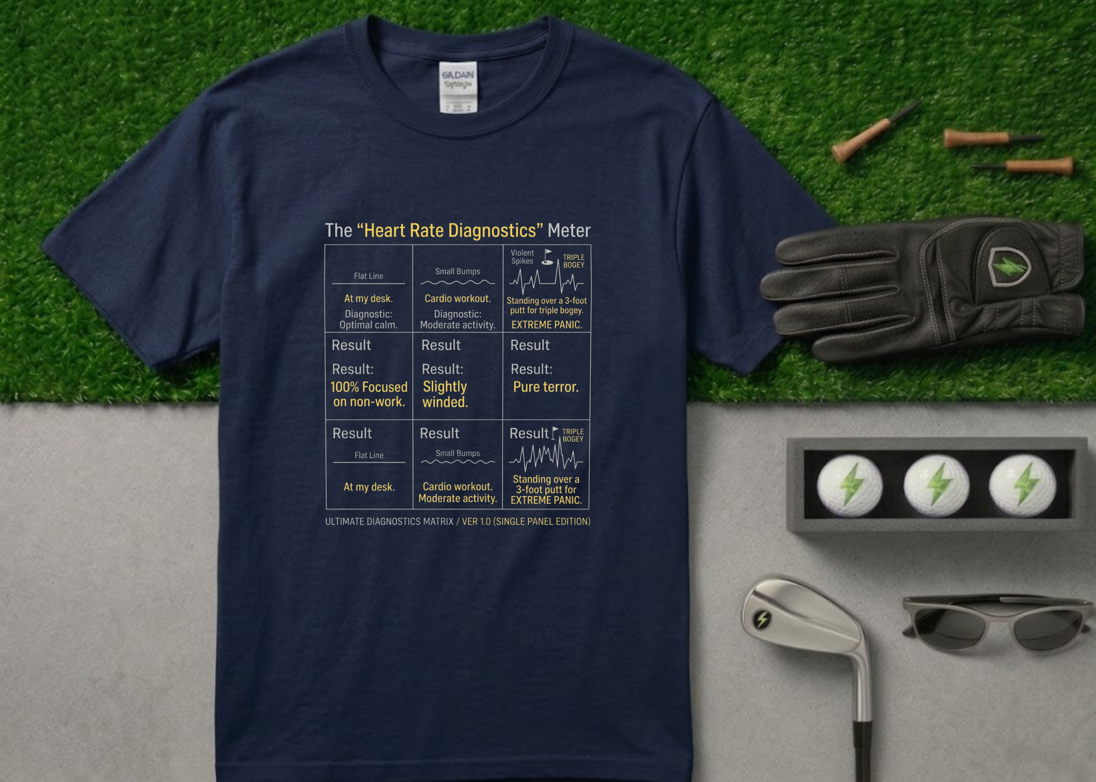 The "Heart Rate Diagnostics" Meter Funny Golf T-Shirt