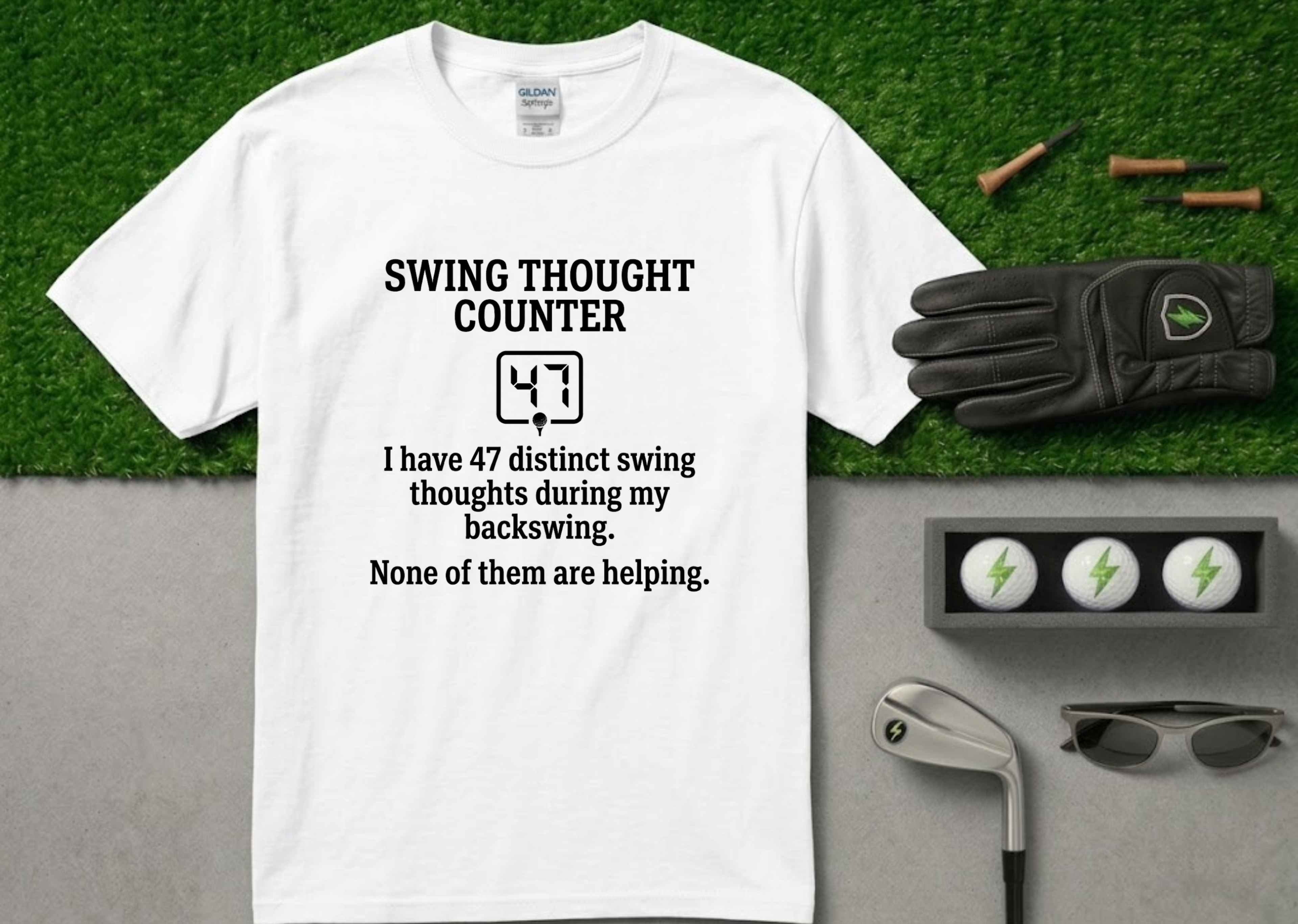 "Swing Thought Counter" Funny Golf T-Shirt