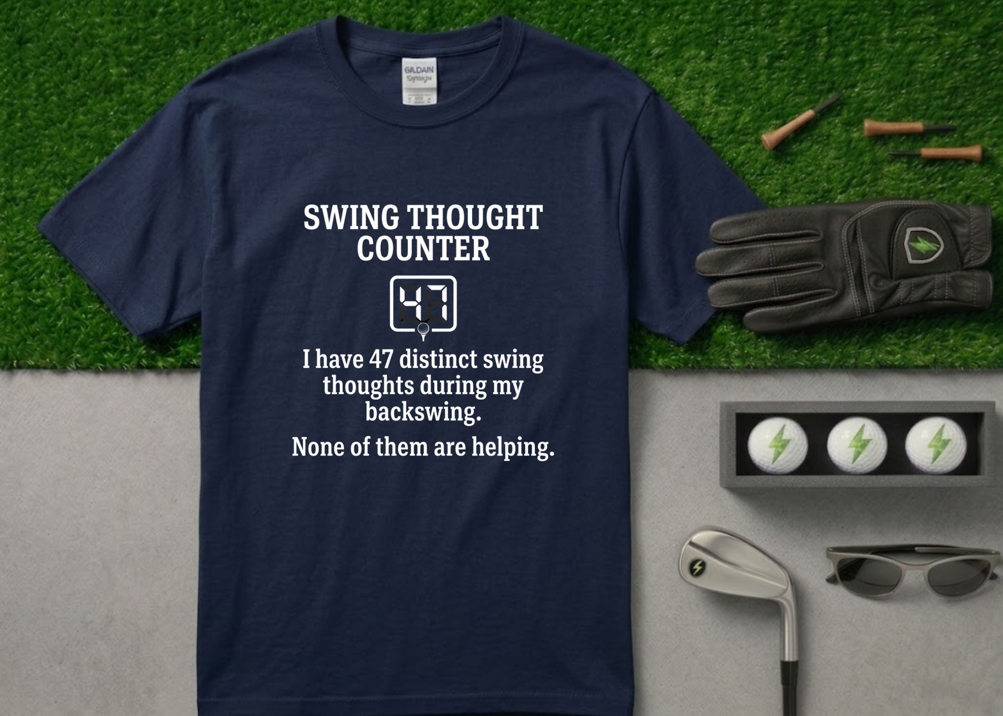 "Swing Thought Counter" Funny Golf T-Shirt