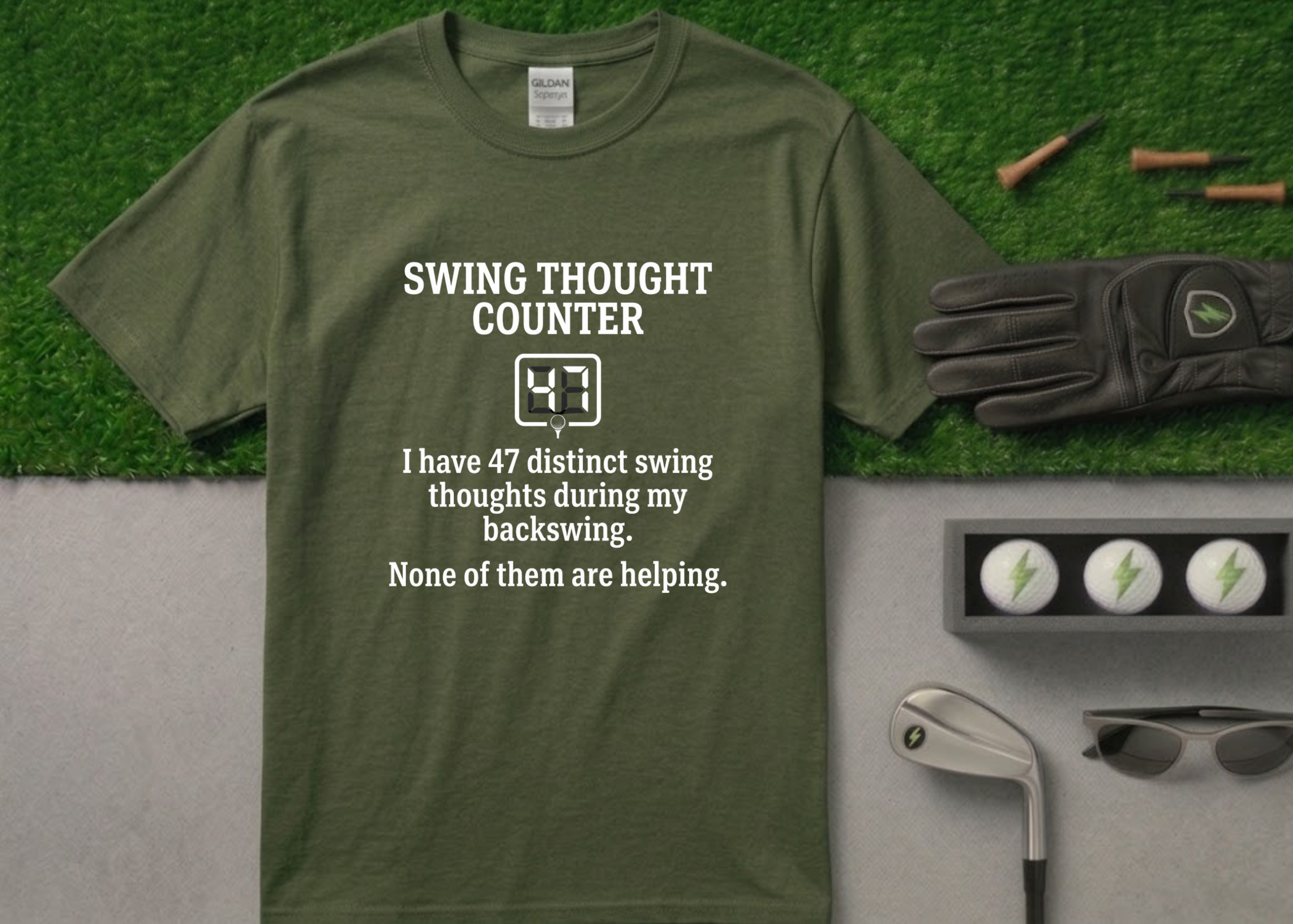 "Swing Thought Counter" Funny Golf T-Shirt