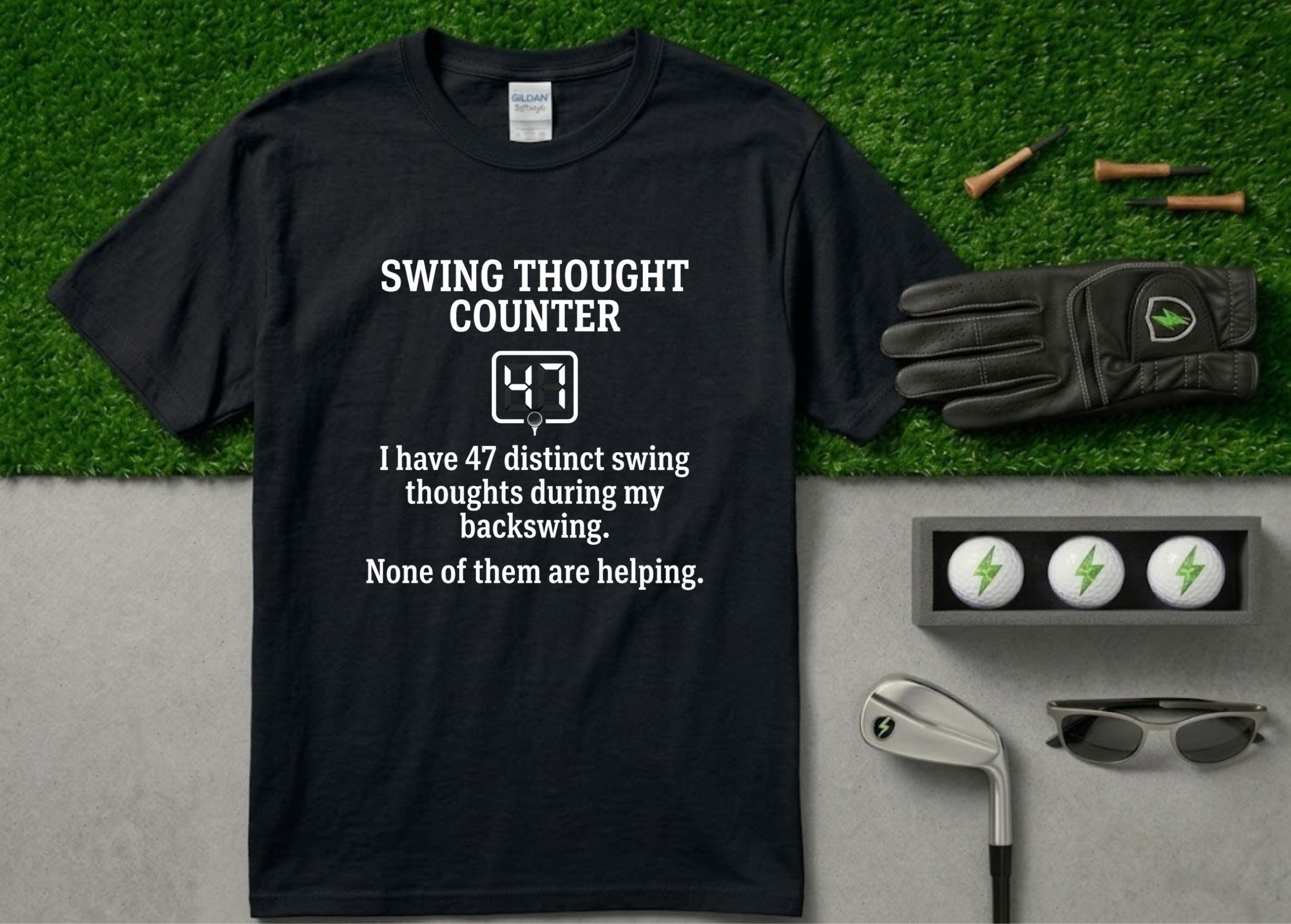 "Swing Thought Counter" Funny Golf T-Shirt