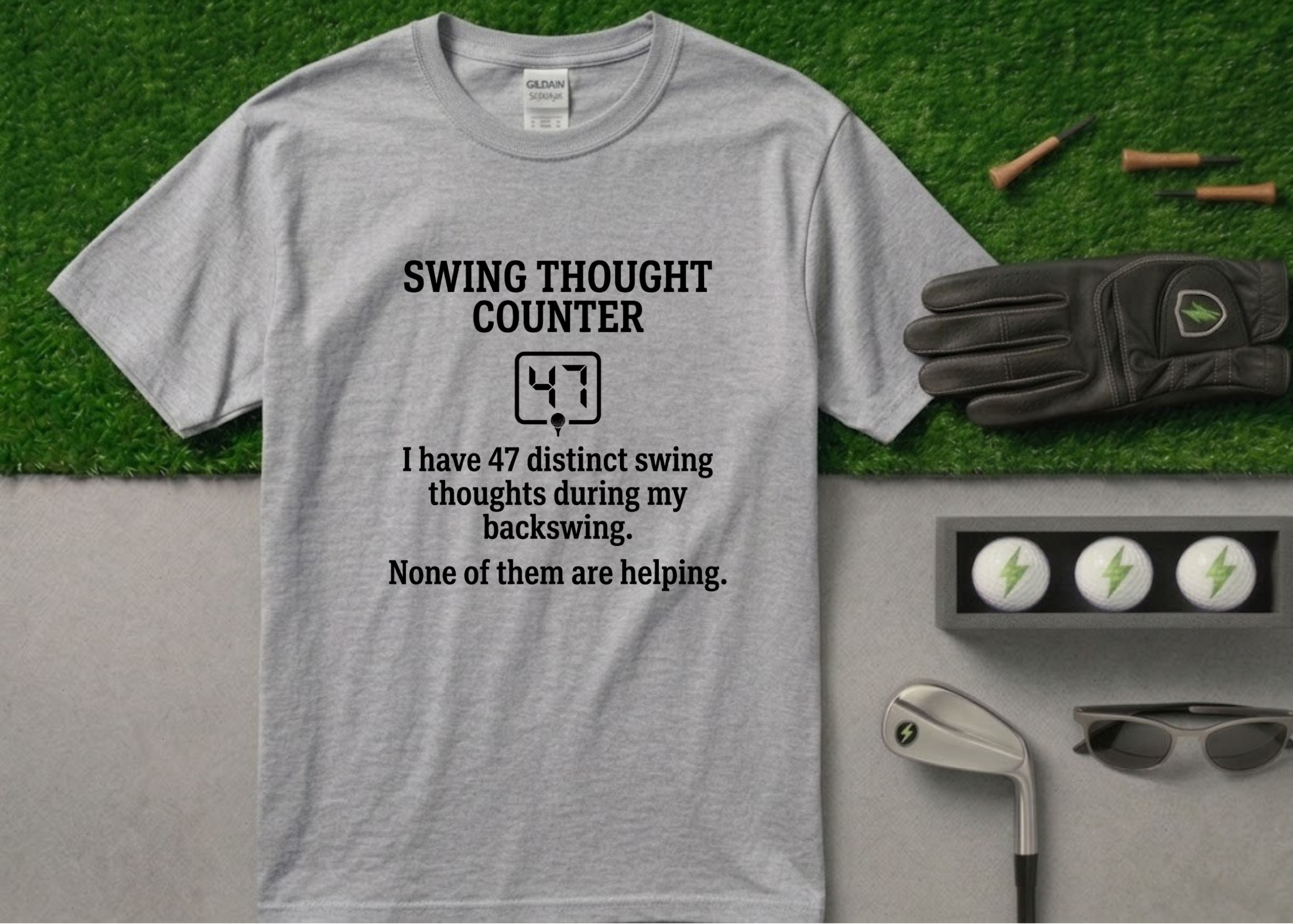 "Swing Thought Counter" Funny Golf T-Shirt