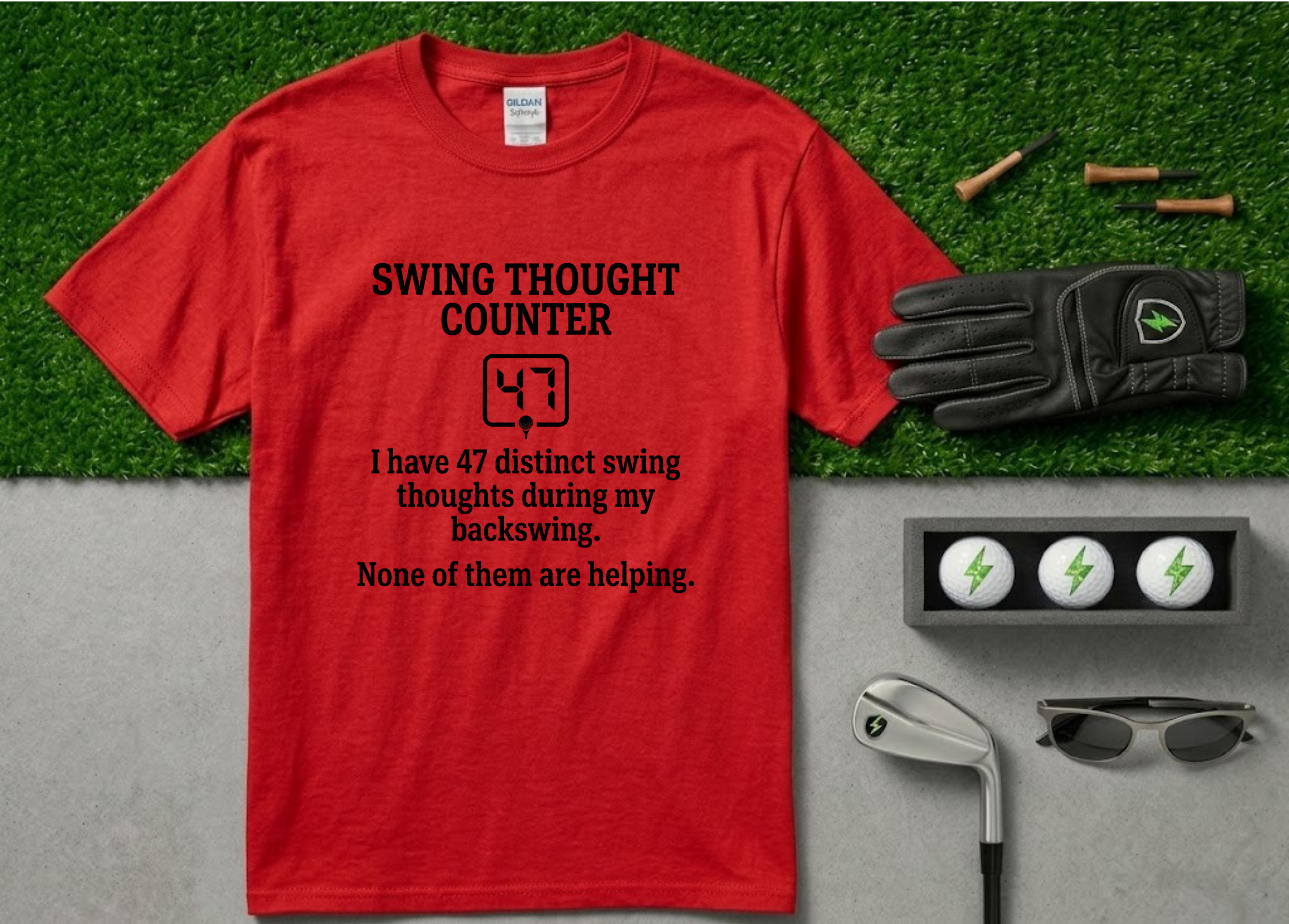 "Swing Thought Counter" Funny Golf T-Shirt