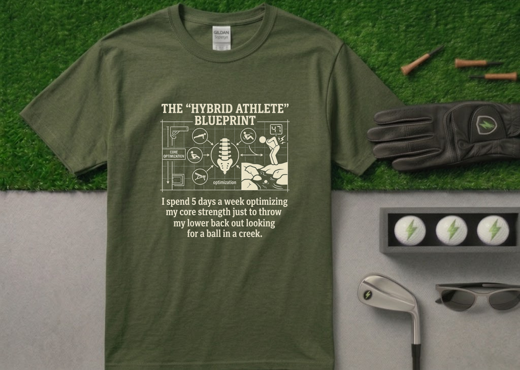 The "Hybrid Athlete" Blueprint Funny Golf T-Shirt