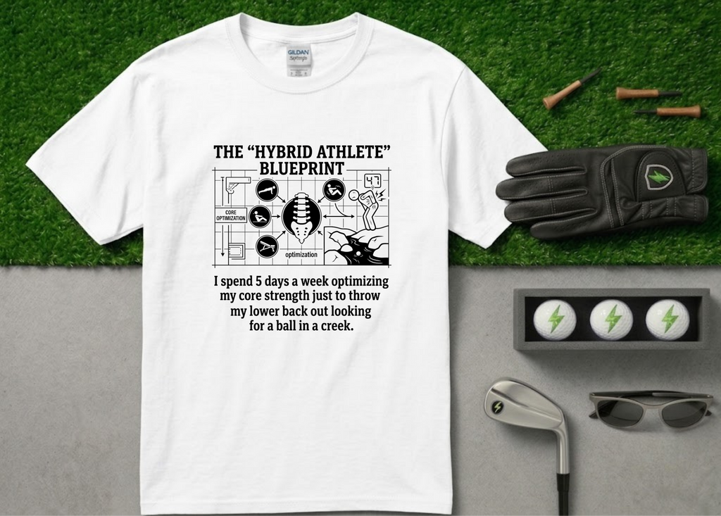 The "Hybrid Athlete" Blueprint Funny Golf T-Shirt