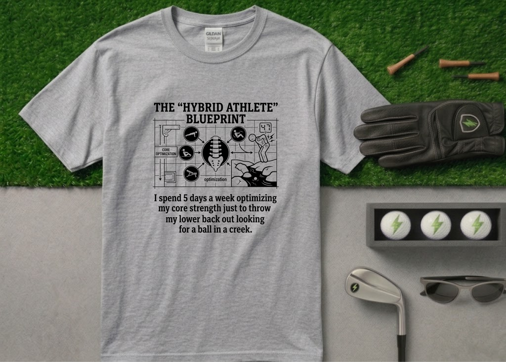 The "Hybrid Athlete" Blueprint Funny Golf T-Shirt