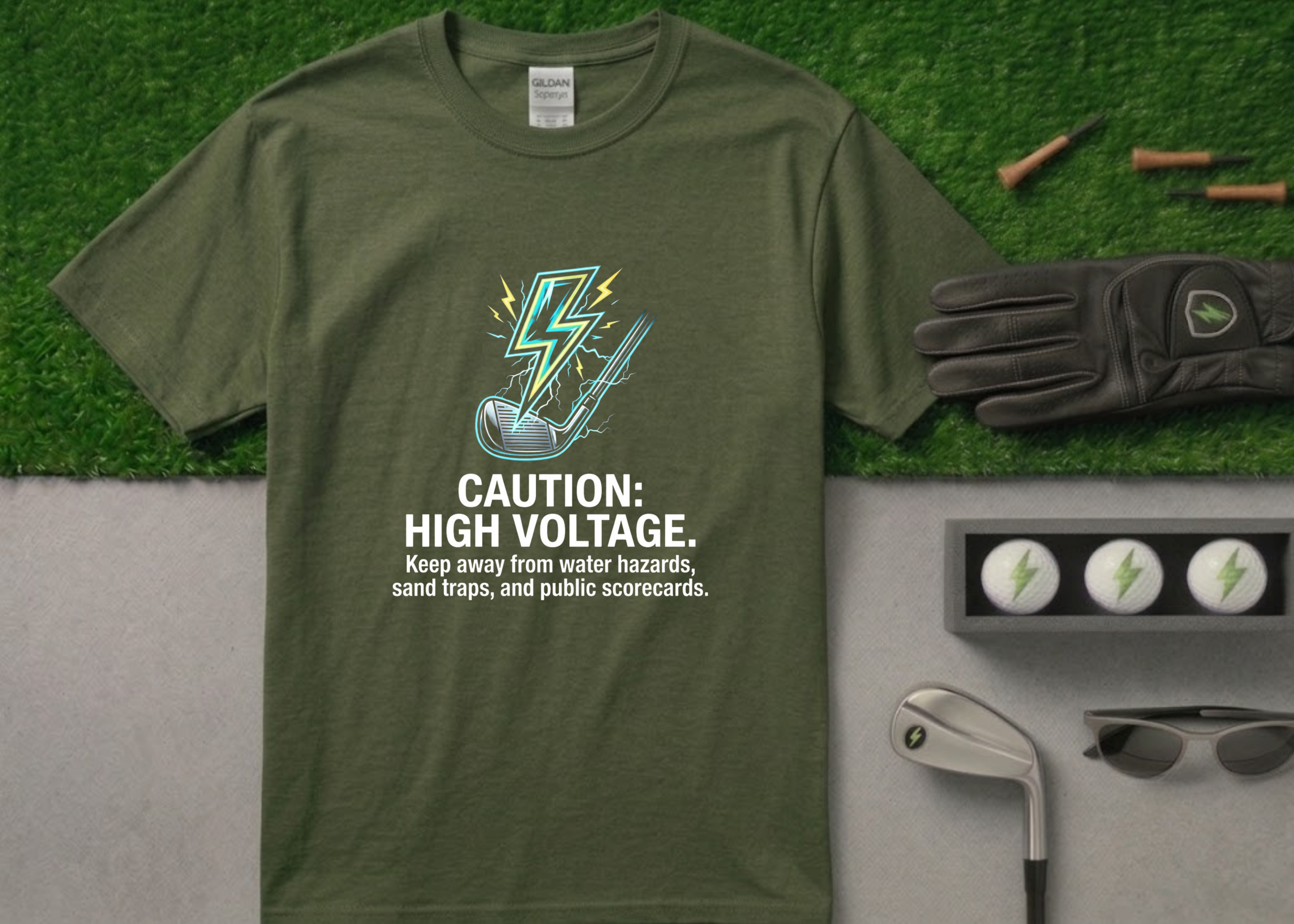 The "Keep Away From Hazards" Funny Golf T-Shirt