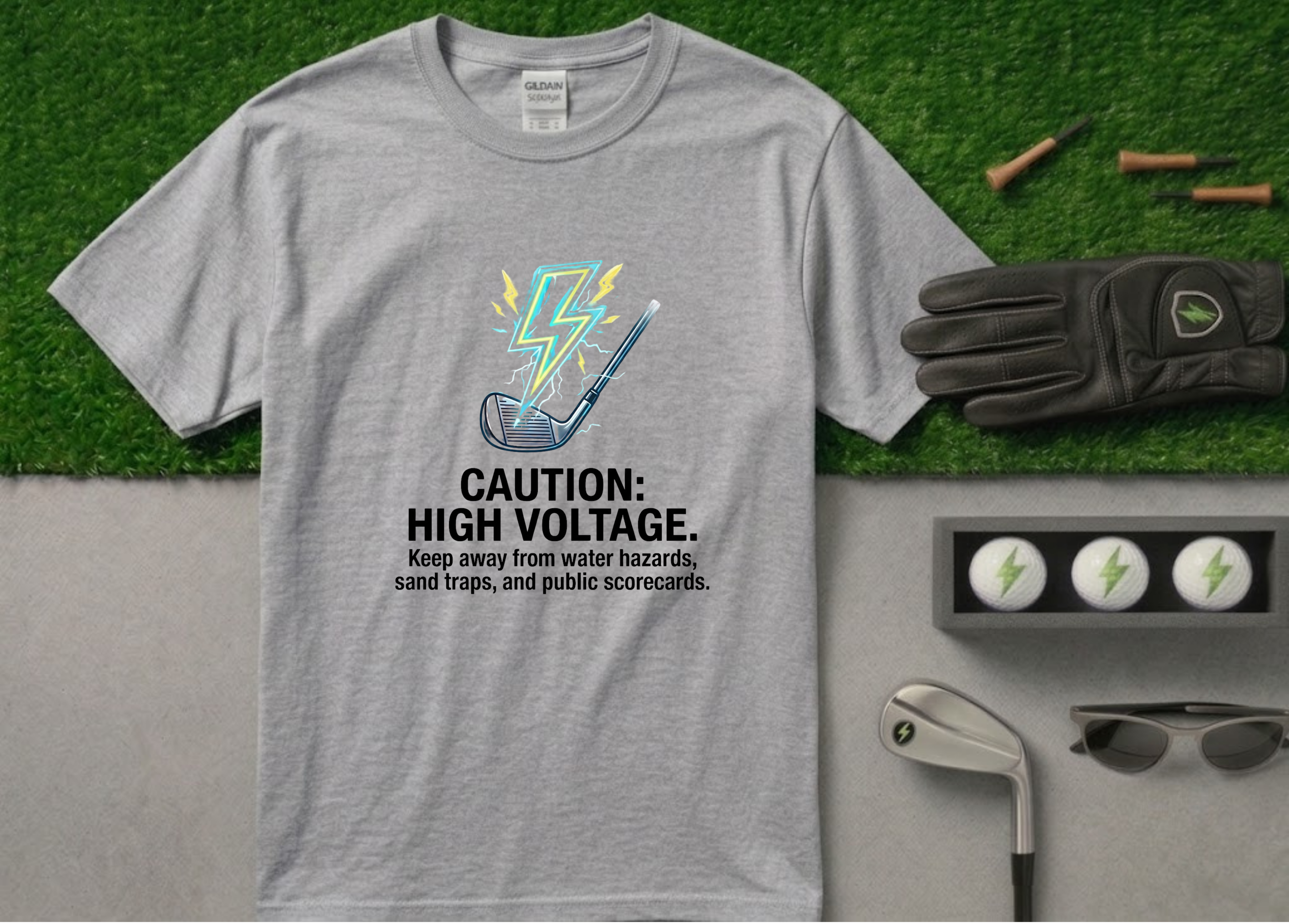 The "Keep Away From Hazards" Funny Golf T-Shirt