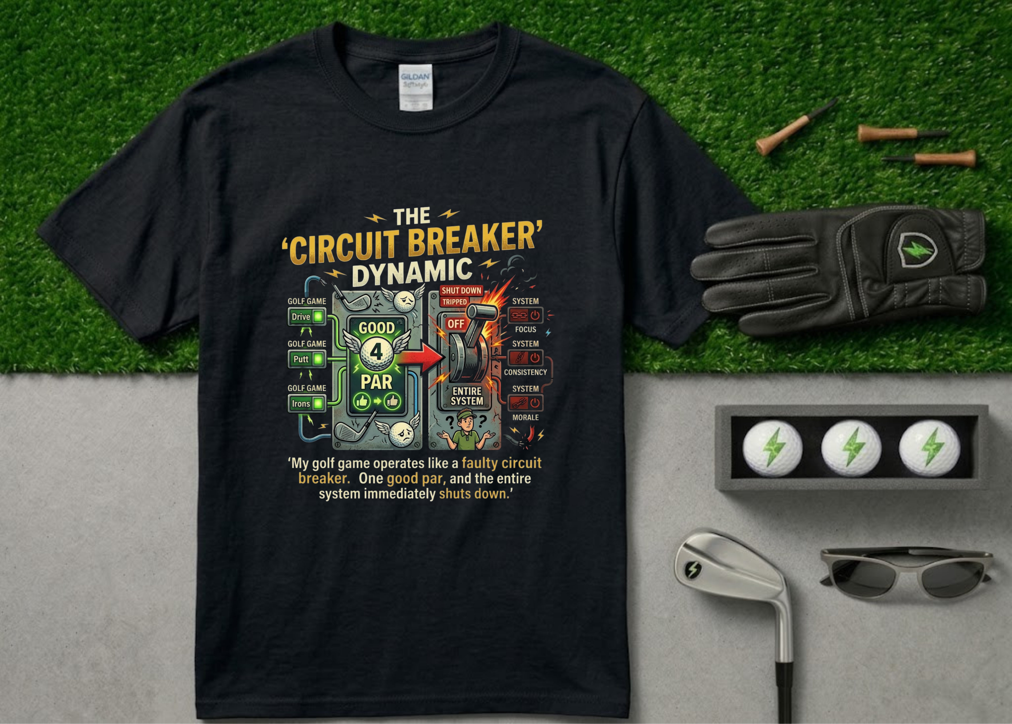 The "Entire System Tripped" Funny Golf T-Shirt