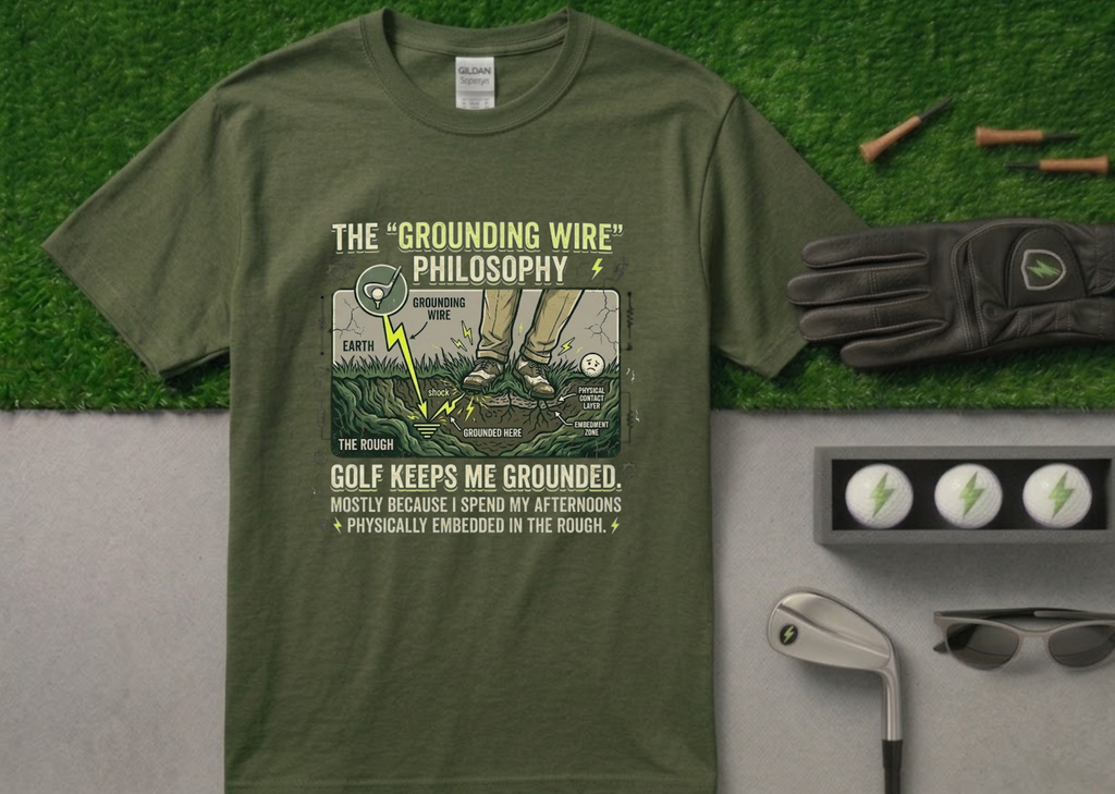 The "Grounding Wire Philosophy" Funny Golf T-Shirt