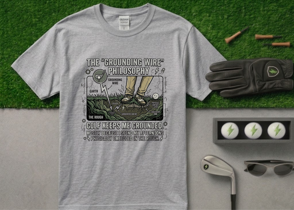 The "Grounding Wire Philosophy" Funny Golf T-Shirt