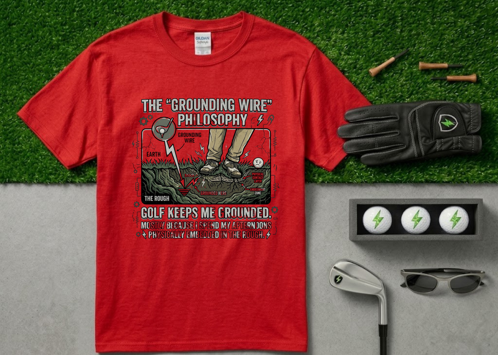 The "Grounding Wire Philosophy" Funny Golf T-Shirt