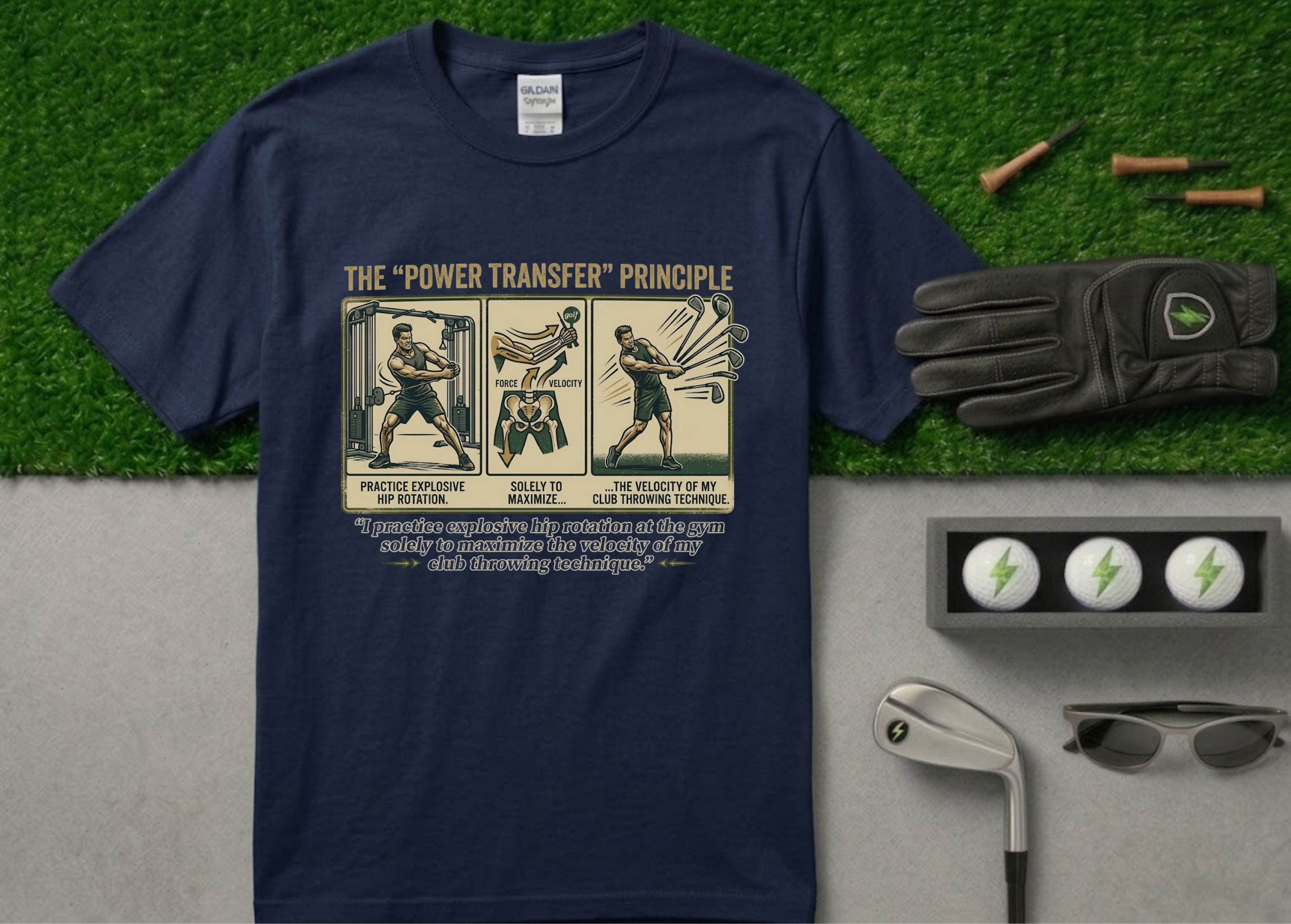 The "Club Throwing Technique" Velocity Funny Golf T-Shirt