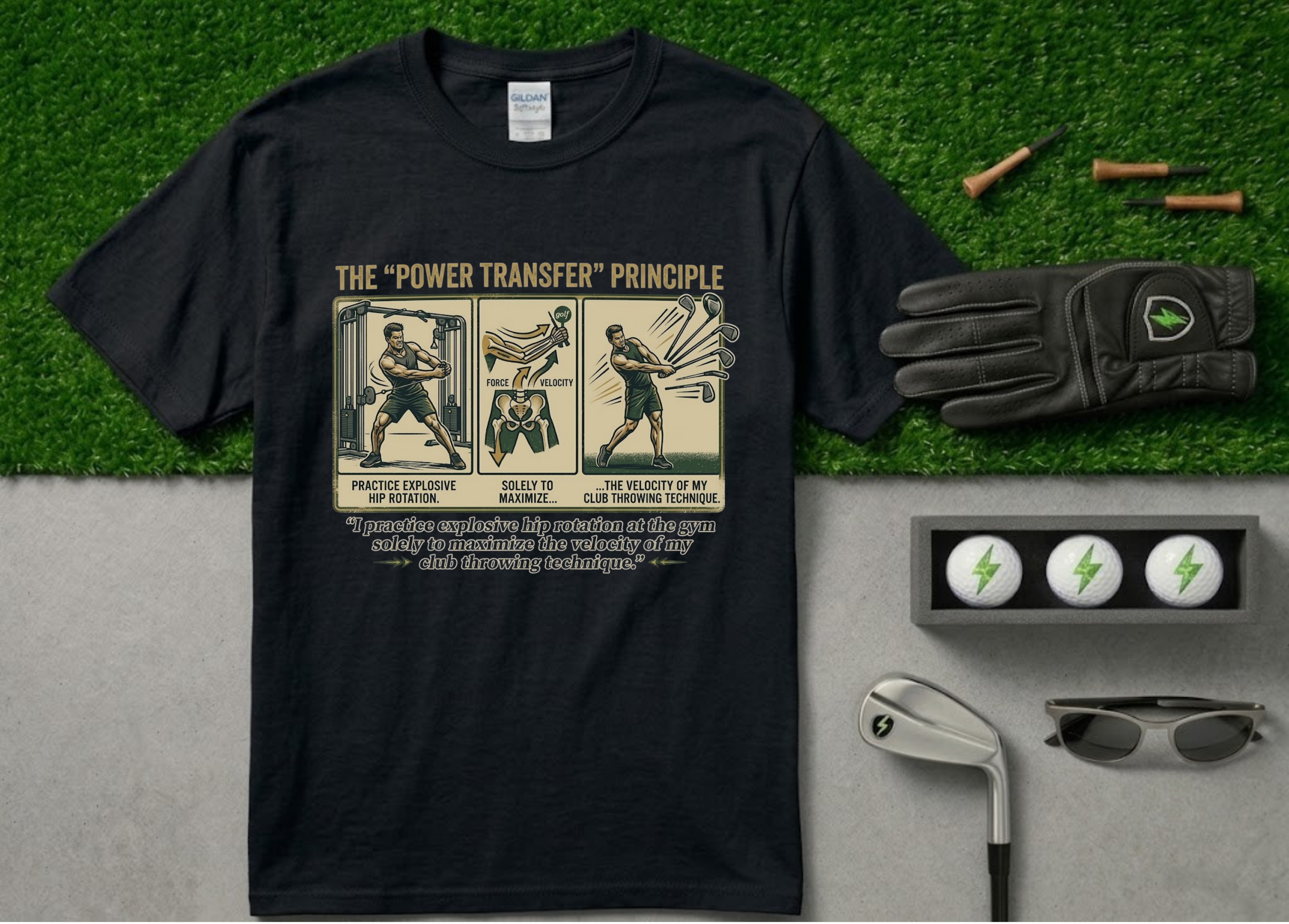 The "Club Throwing Technique" Velocity Funny Golf T-Shirt