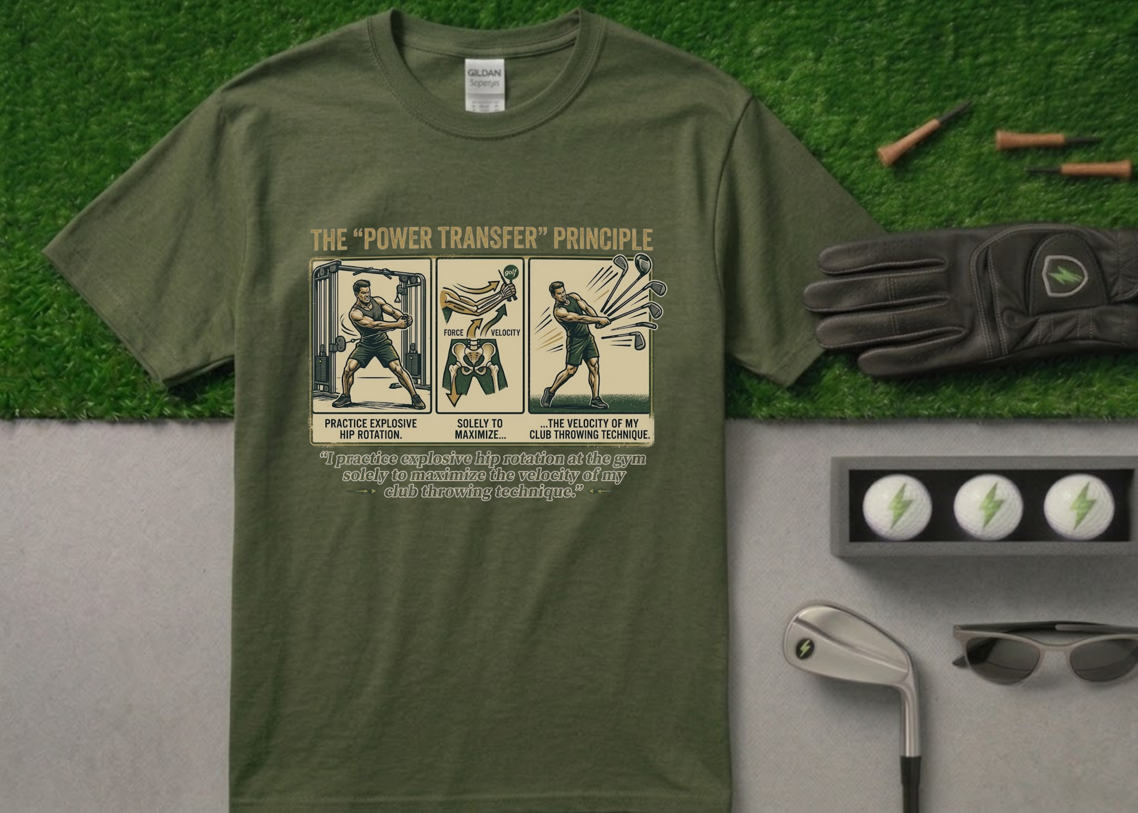 The "Club Throwing Technique" Velocity Funny Golf T-Shirt