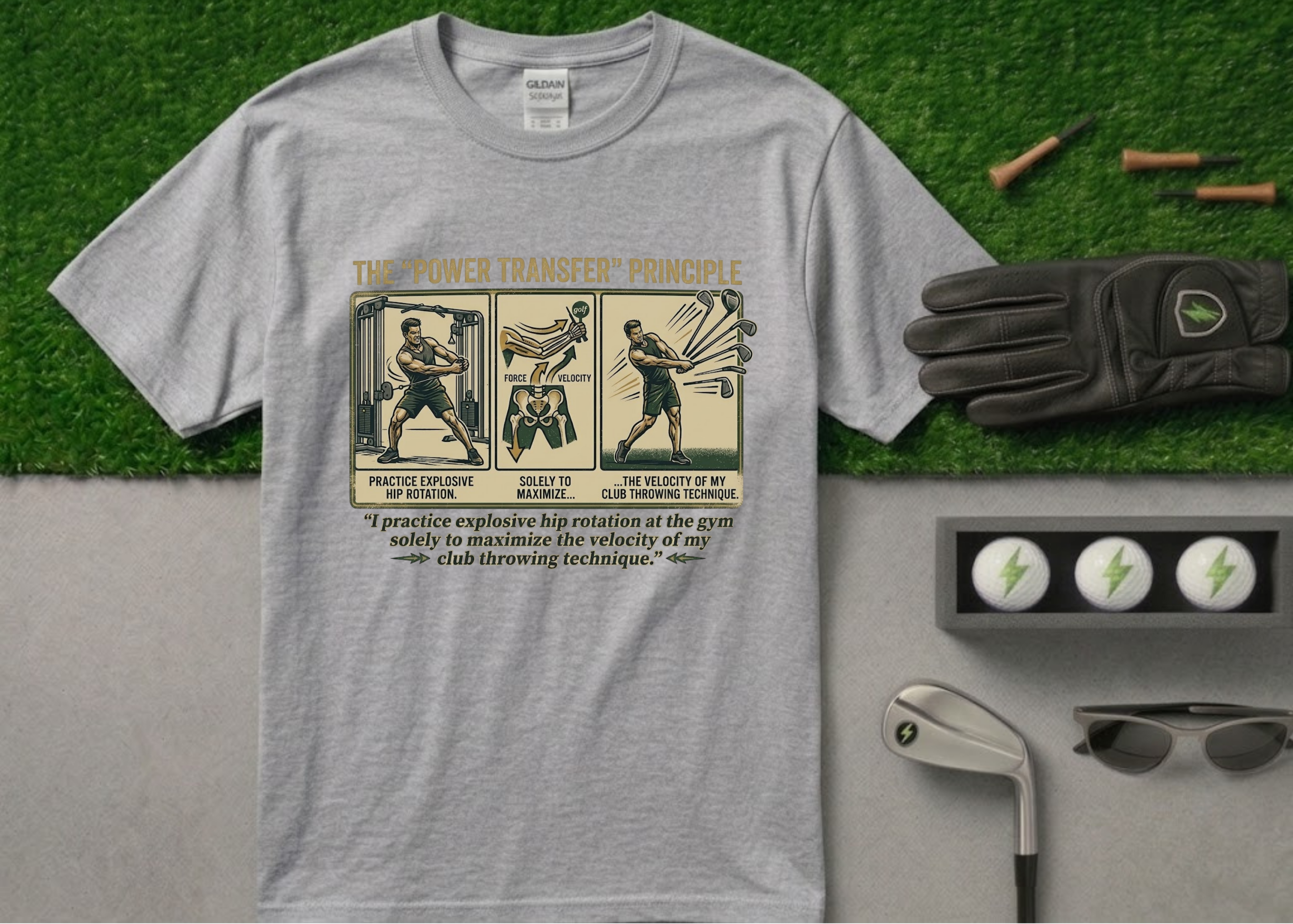 The "Club Throwing Technique" Velocity Funny Golf T-Shirt