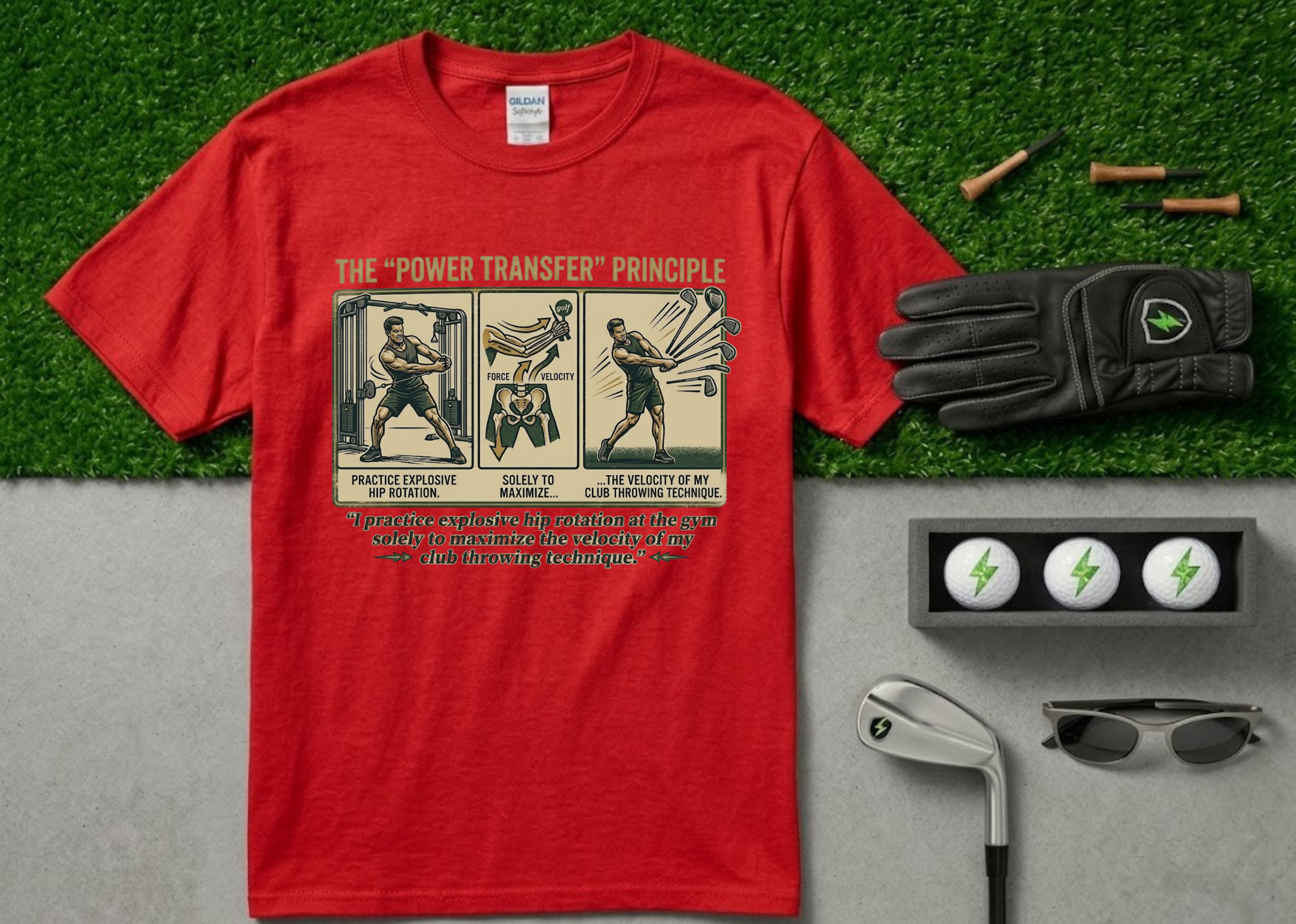The "Club Throwing Technique" Velocity Funny Golf T-Shirt