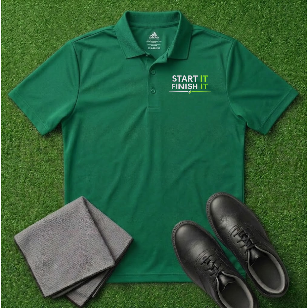 'Start It Finish It' Embroidered Performance Golf Polo (Adidas Unisex)