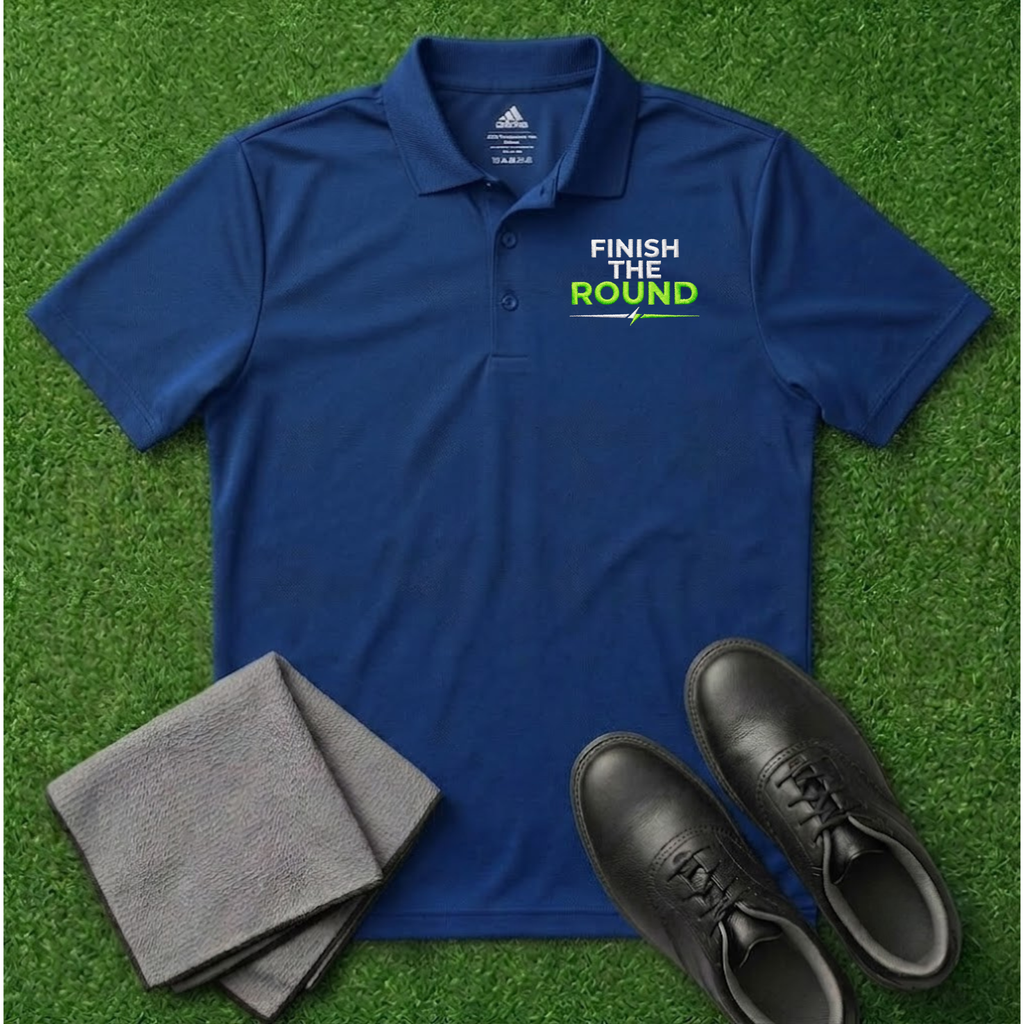 'Finish The Round' Embroidered Performance Golf Polo (Adidas Unisex)