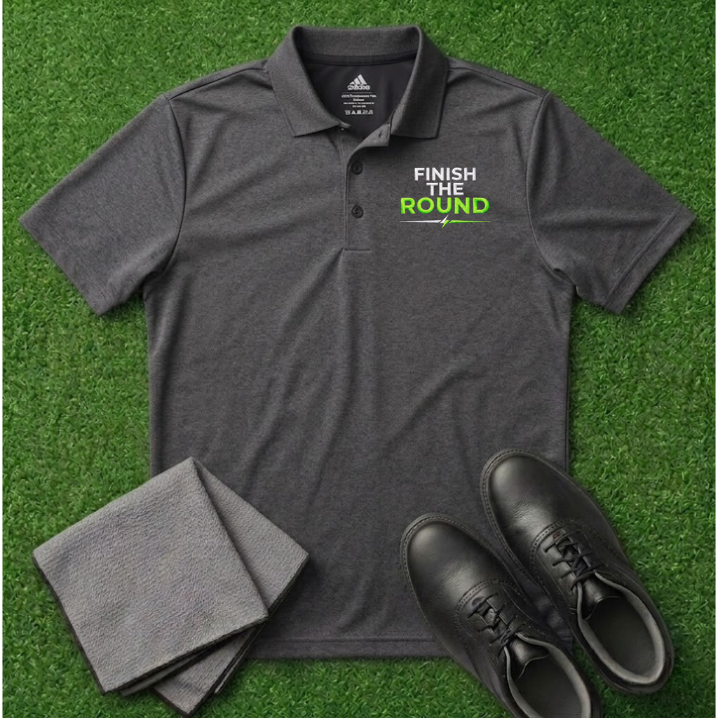 'Finish The Round' Embroidered Performance Golf Polo (Adidas Unisex)