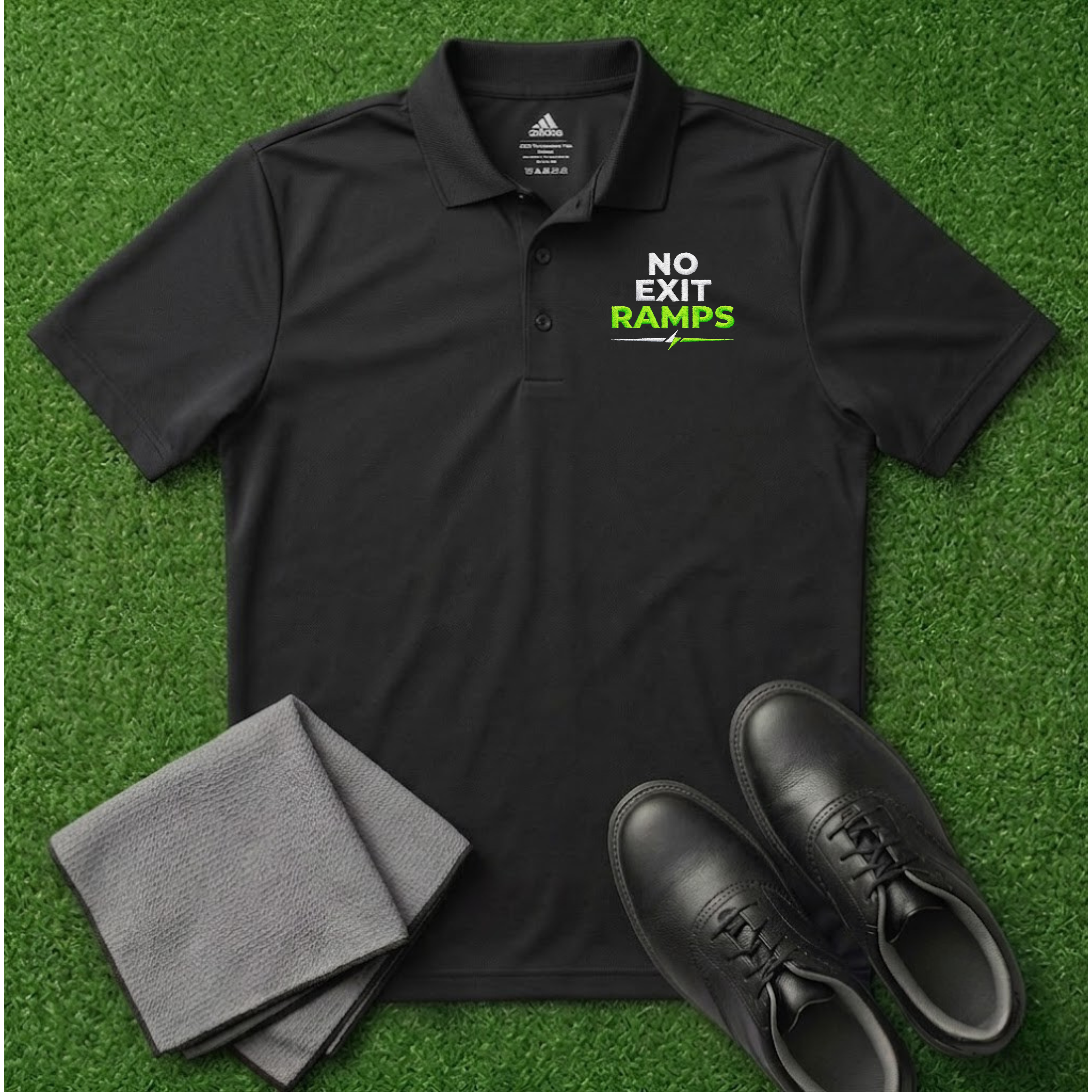 'No Exit Ramps' Embroidered Performance Golf Polo (Adidas Unisex)