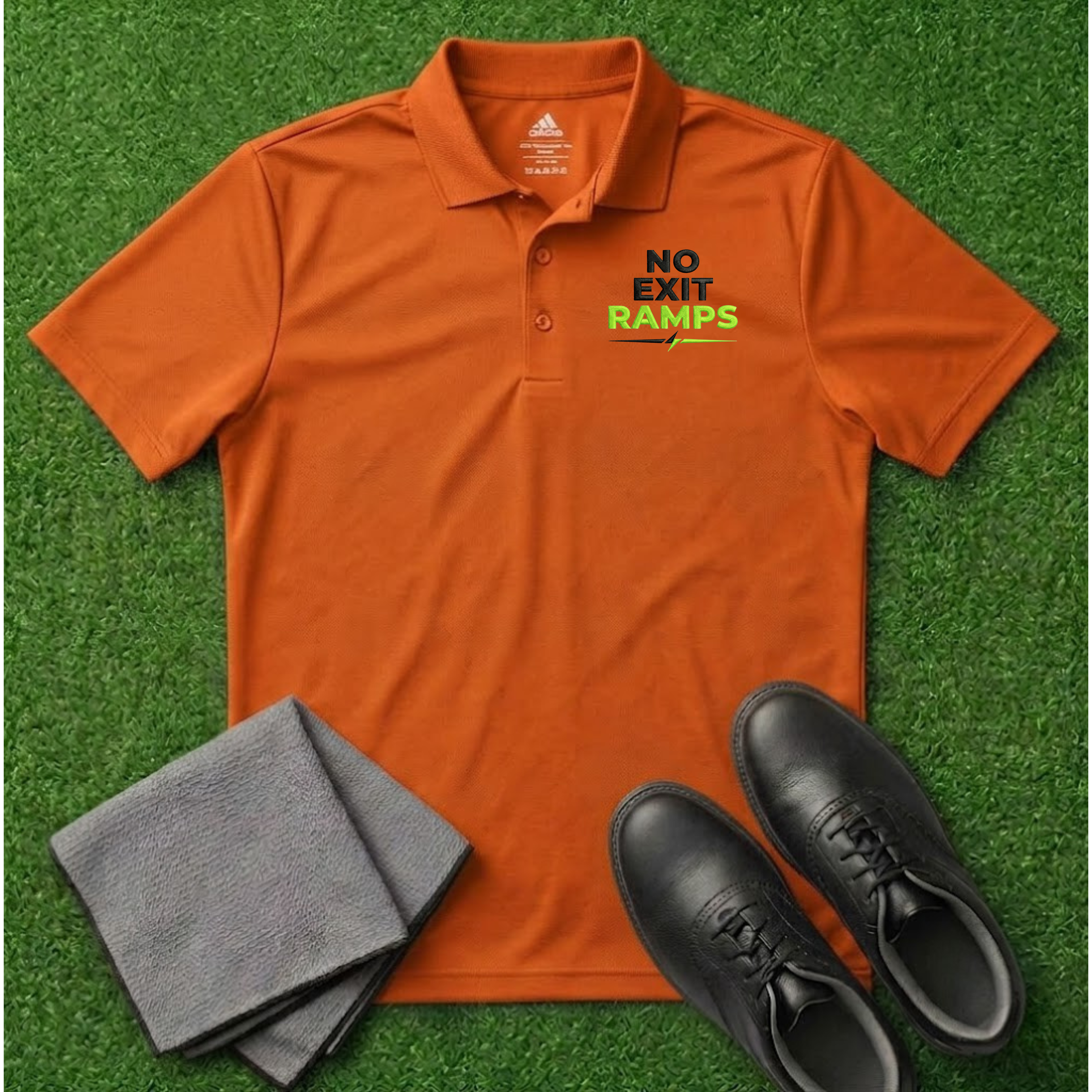'No Exit Ramps' Embroidered Performance Golf Polo (Adidas Unisex)