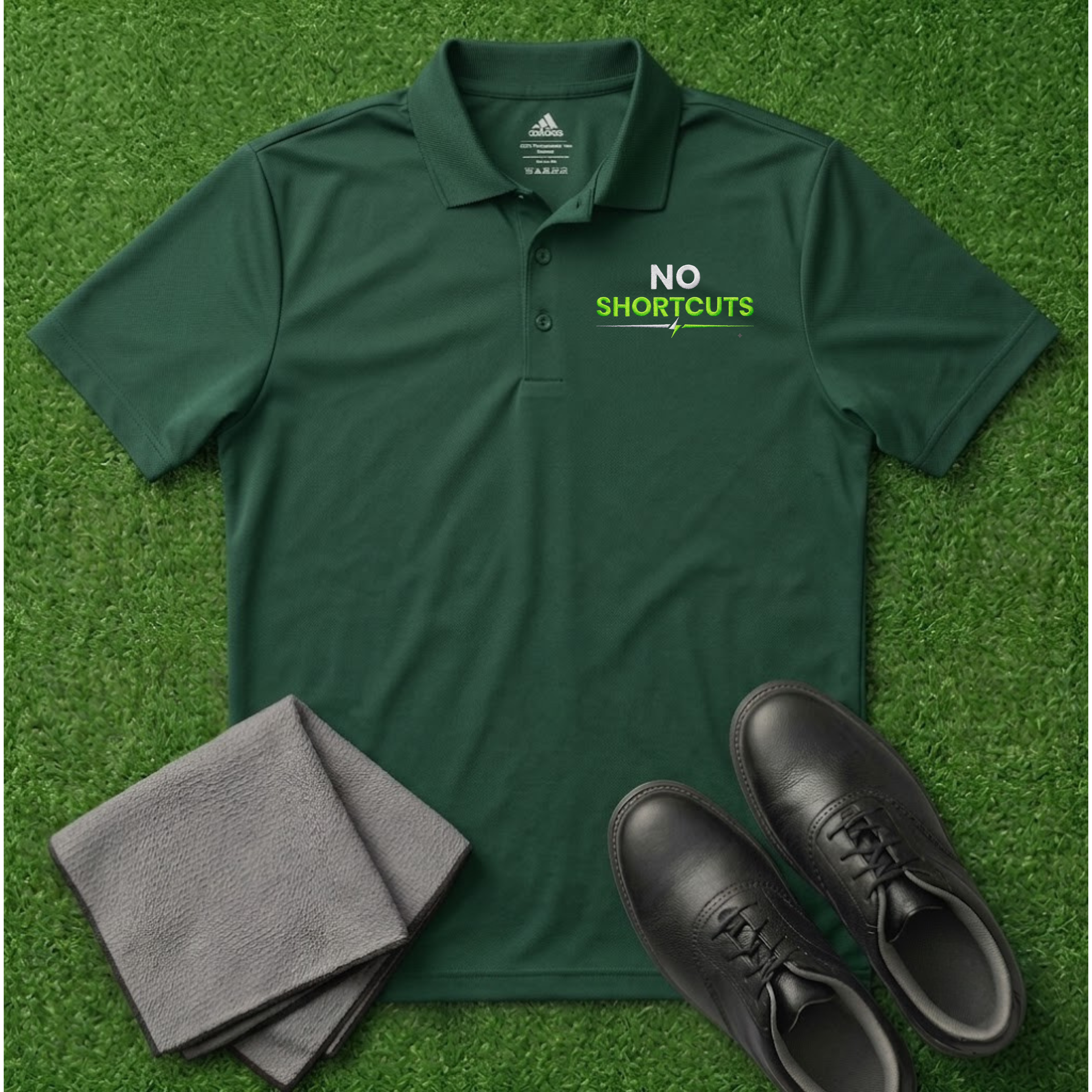 'No Shortcuts' Embroidered Performance Golf Polo (Adidas Unisex)