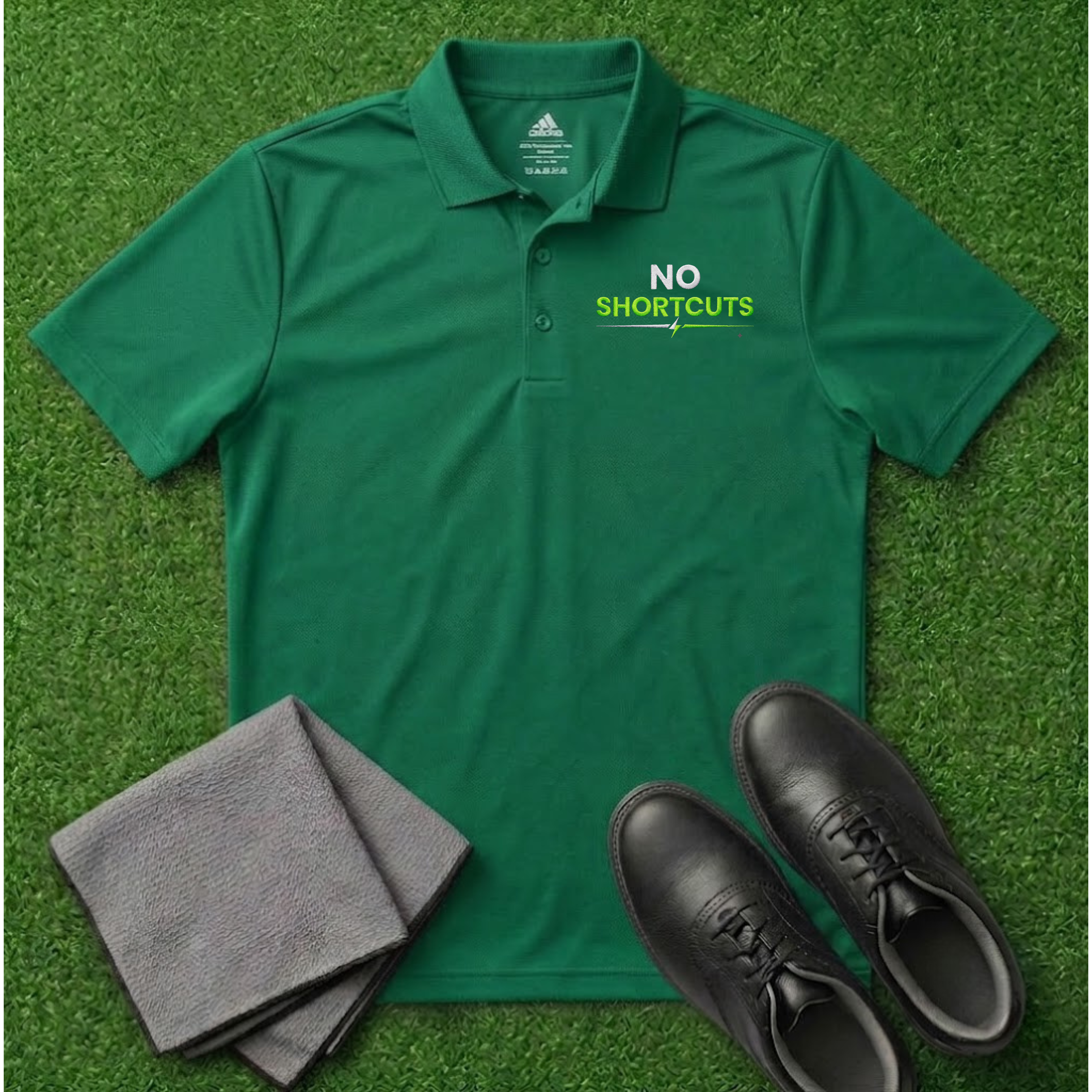 'No Shortcuts' Embroidered Performance Golf Polo (Adidas Unisex)