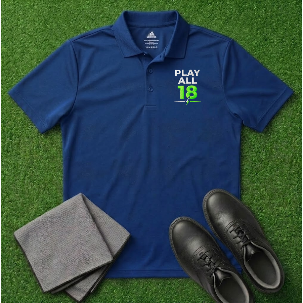 'Play All 18' Embroidered Performance Golf Polo (Adidas Unisex)
