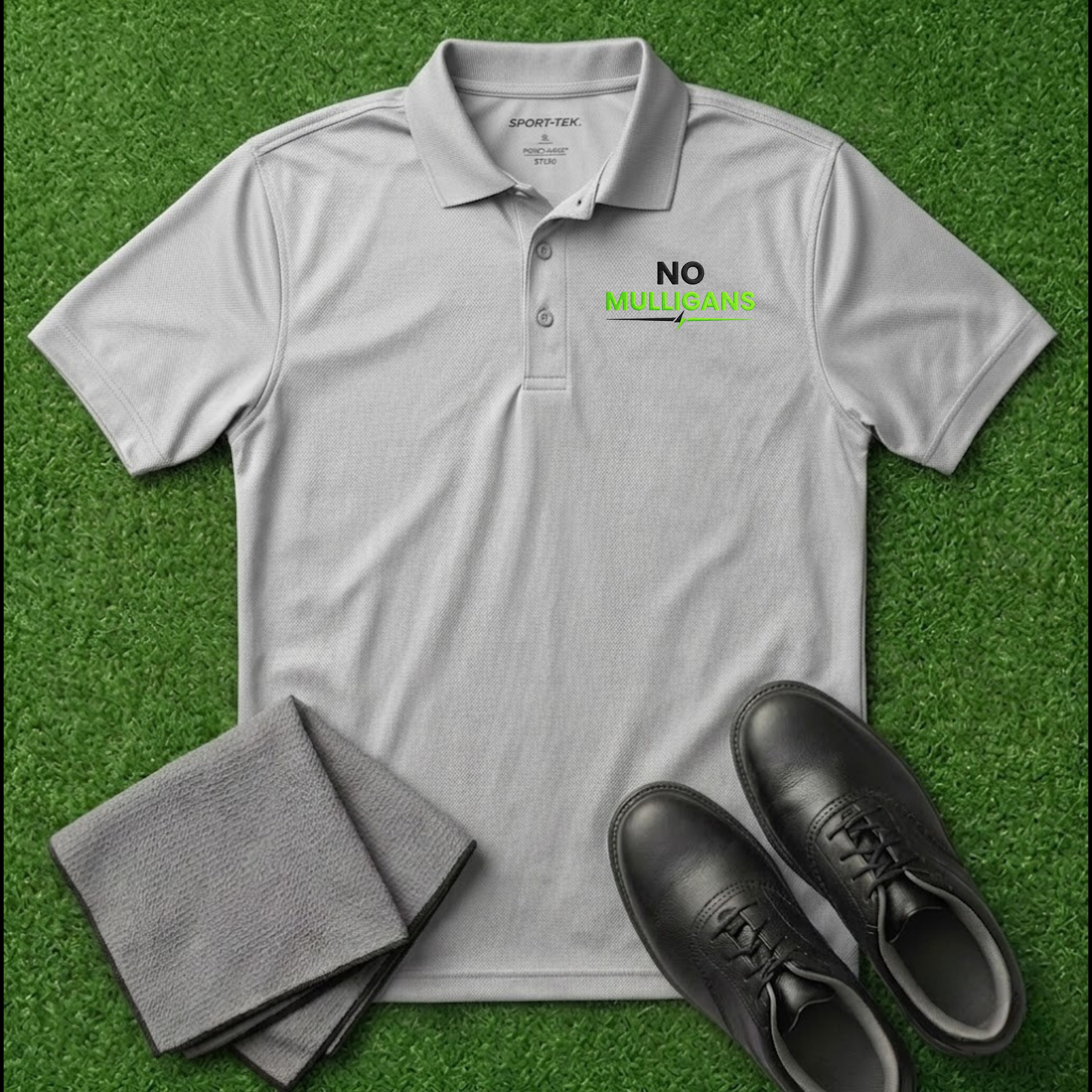 'No Mulligans' Embroidered Performance Golf Polo (Sport-Tech Unisex)