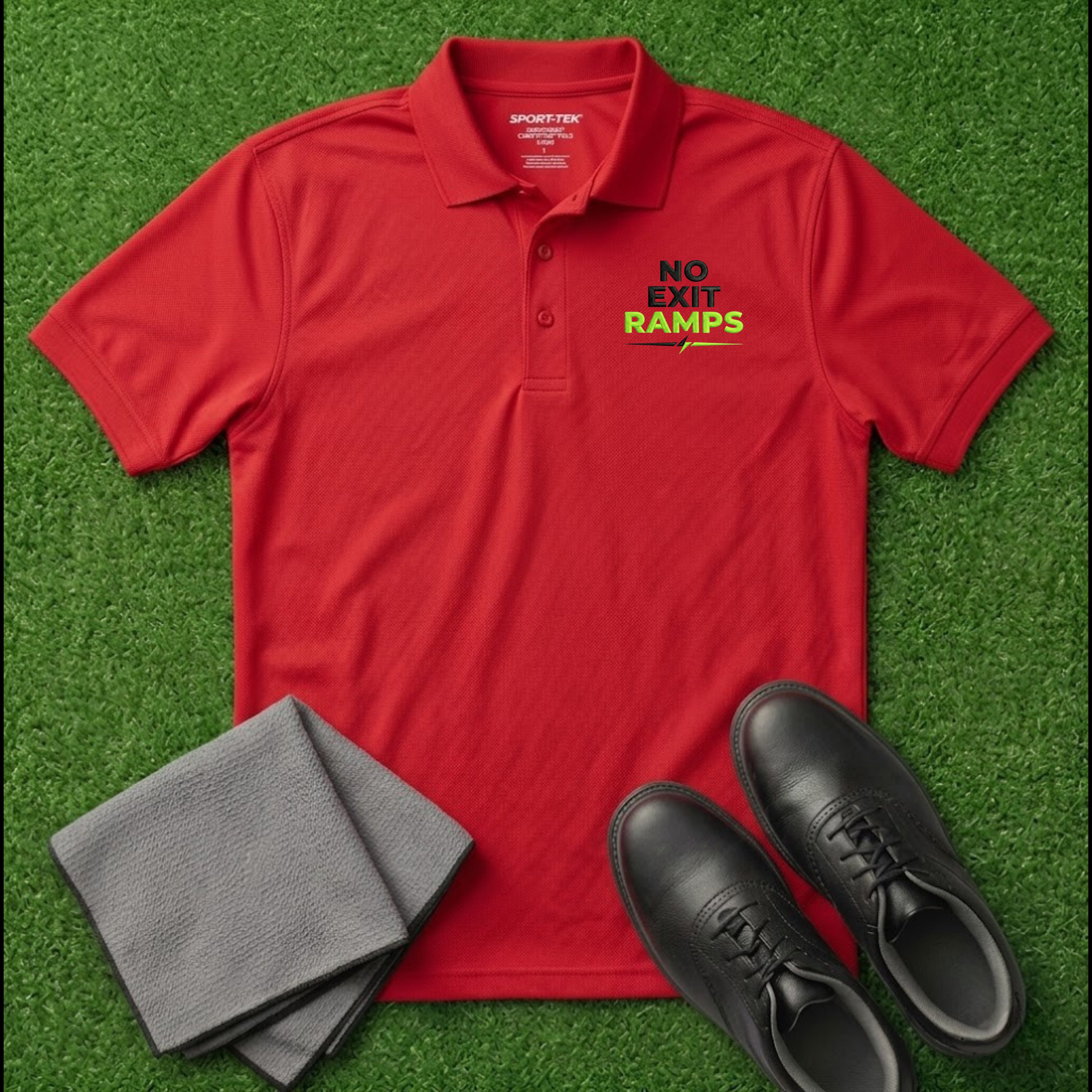 'No Exit Ramps' Embroidered Performance Golf Polo (Sport-Tech Unisex)