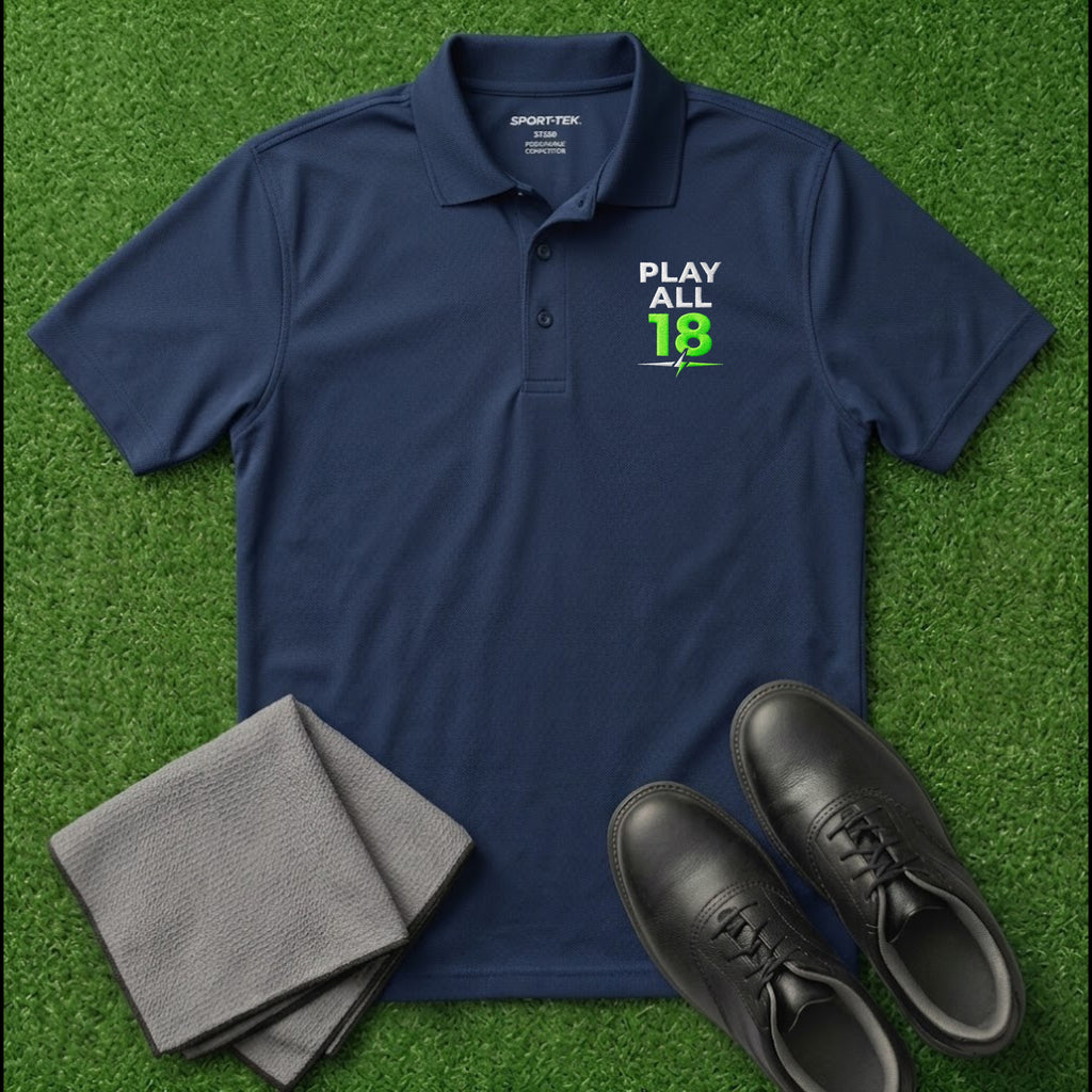 'Play All 18' Embroidered Performance Golf Polo (Sport-Tech Unisex)