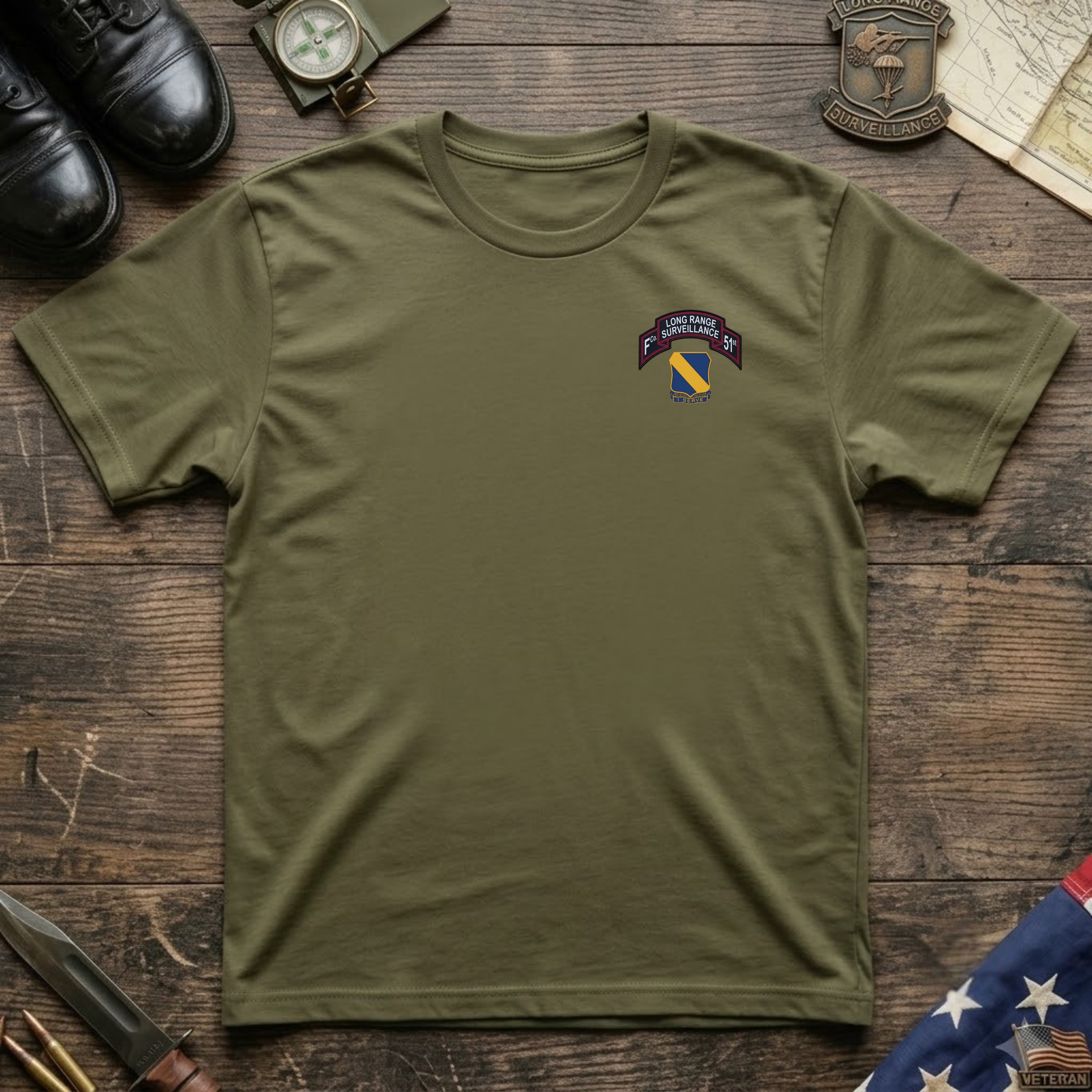 F Co. 51st Infantry (LRS) Scroll Softstyle T-Shirt