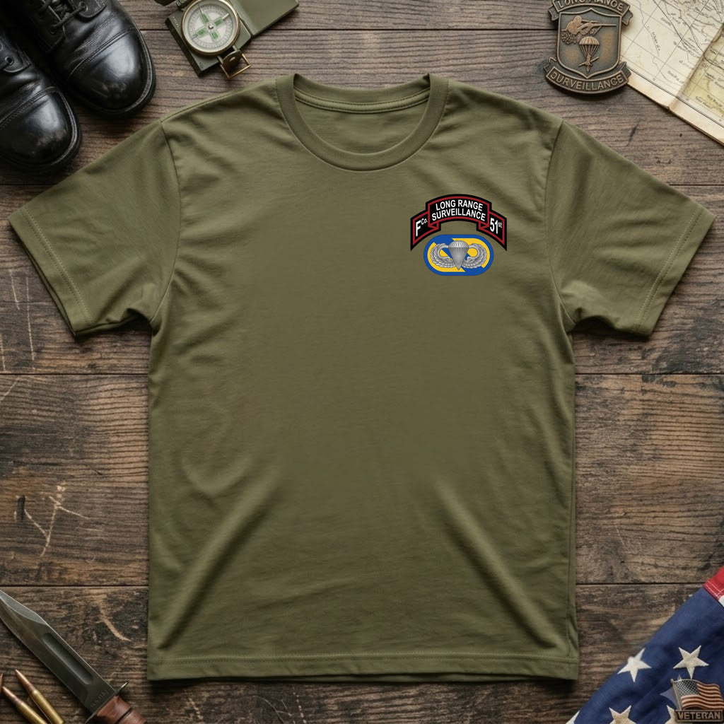 F Co. 51st Infantry (LRS) Scroll with Basic Wings Softstyle T-Shirt