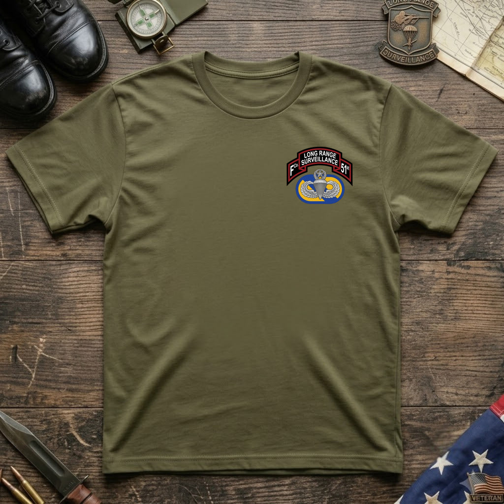 F Co. 51st Infantry (LRS) Scroll with Master Wings Softstyle T-Shirt