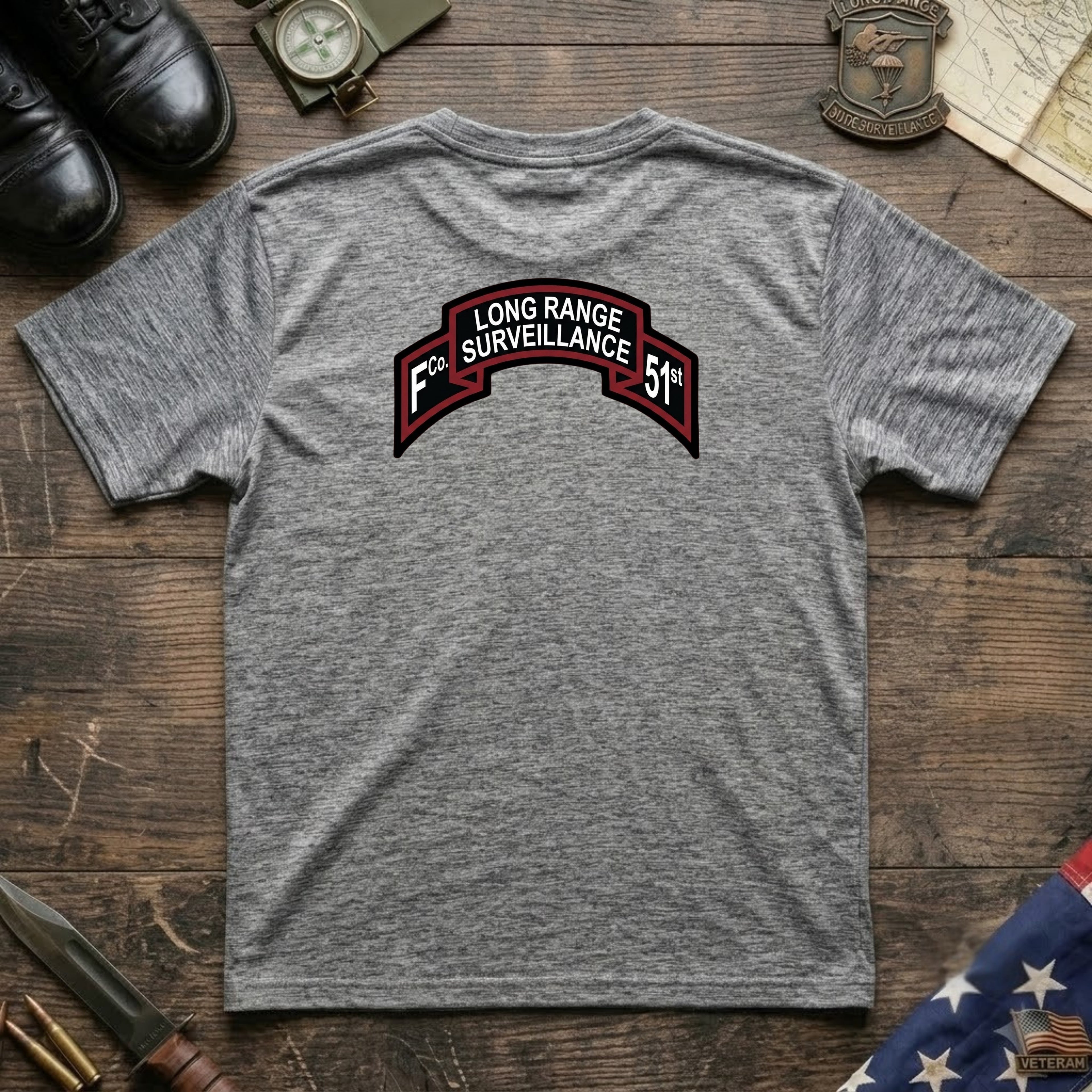 F Co. 51st Infantry (LRS) Scroll with Master Wings Softstyle T-Shirt