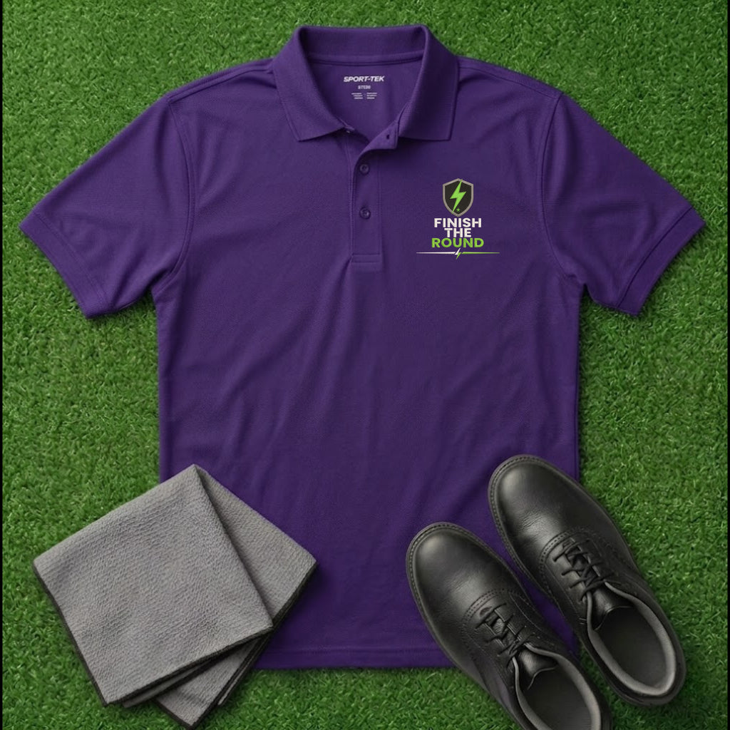 'FINISH THE ROUND' Shield+ Embroidered Performance Golf Polo (Sport-Tech Unisex)