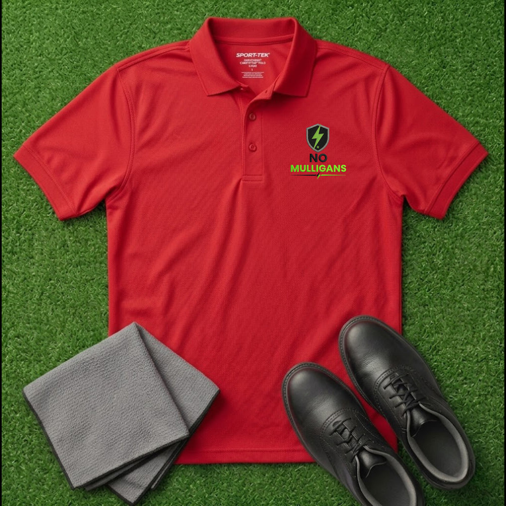 'NO MULLIGANS' Shield+ Embroidered Performance Golf Polo (Sport-Tech Unisex)
