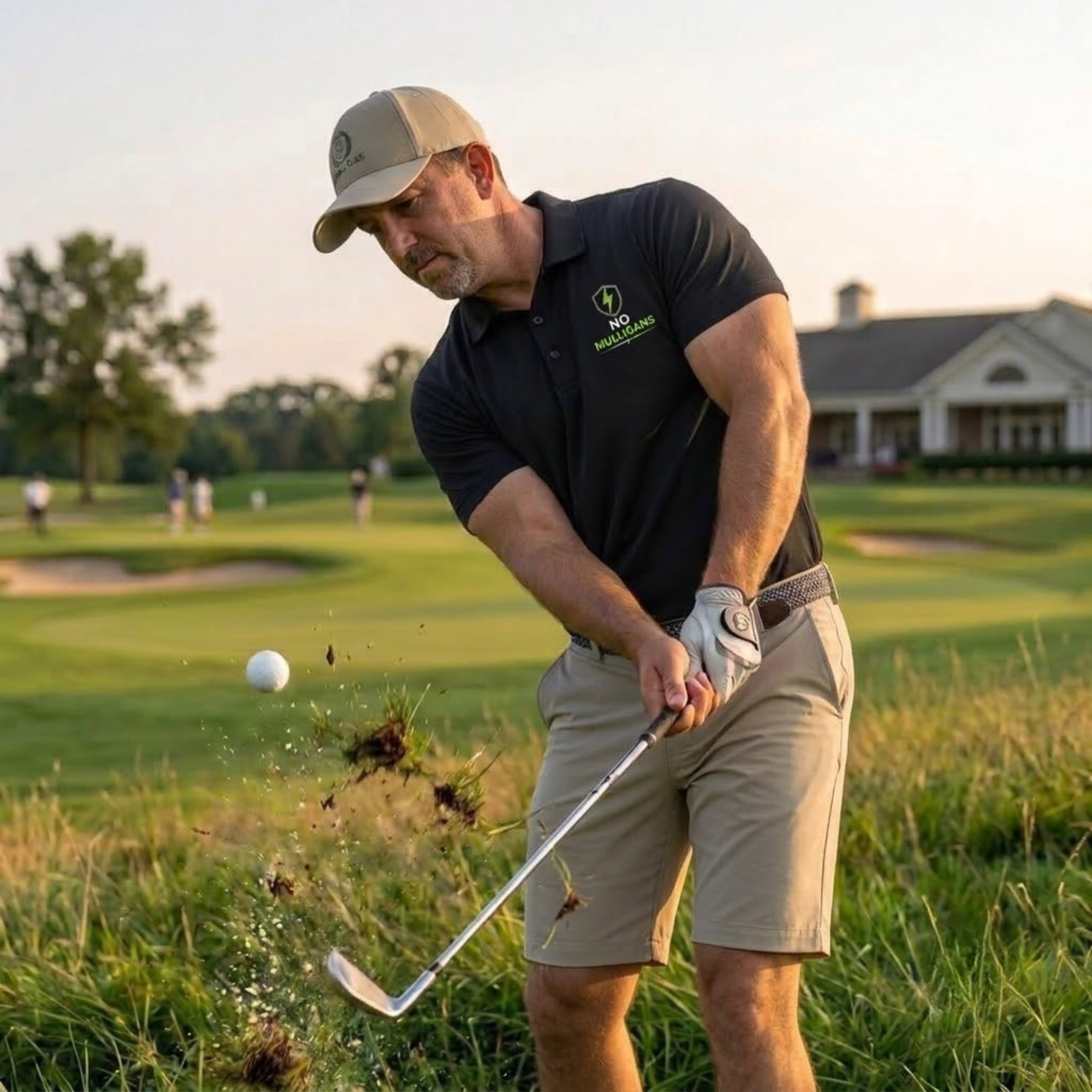 'NO MULLIGANS' Shield+ Embroidered Performance Golf Polo (Sport-Tech Unisex)