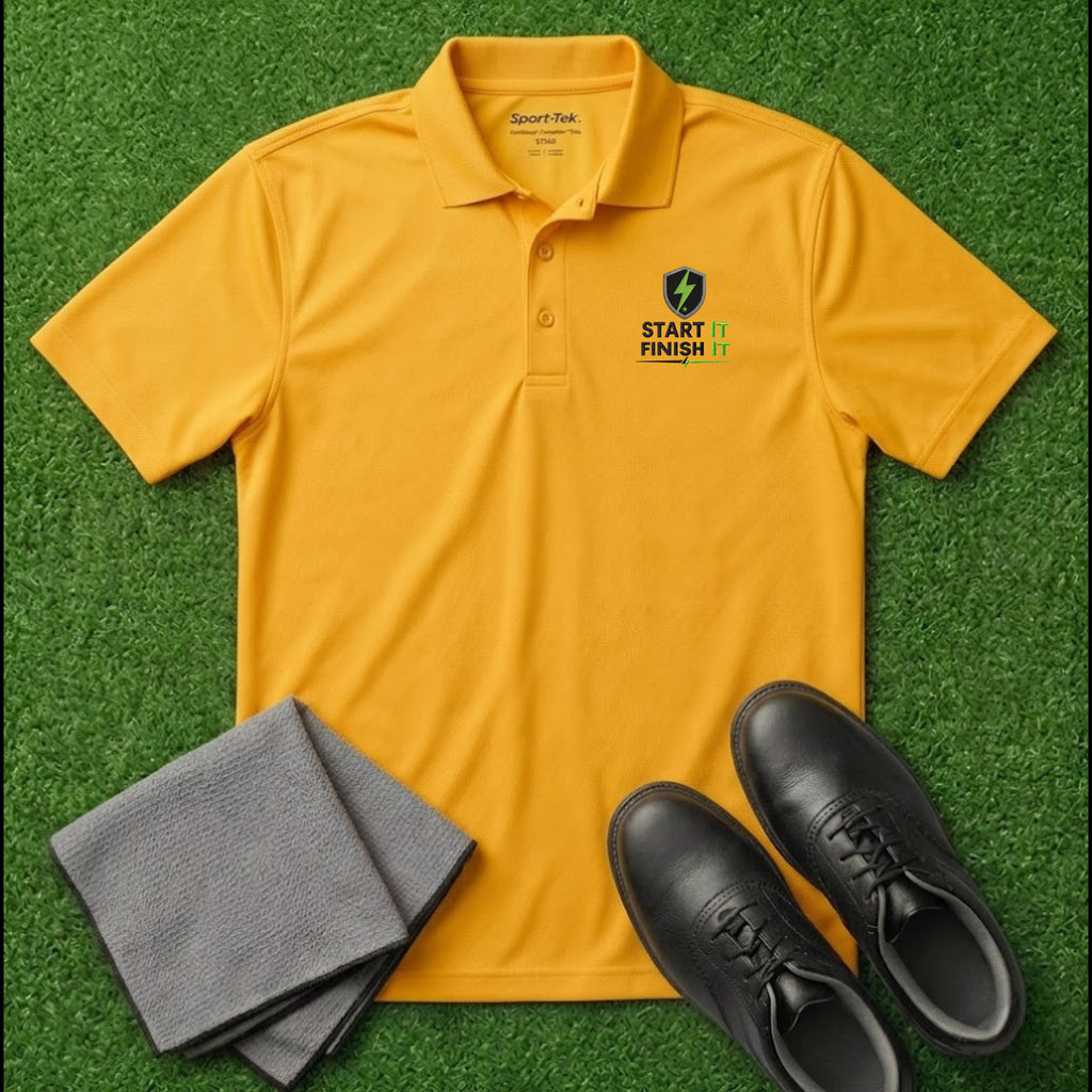 'START IT FINISH IT' Shield+ Embroidered Performance Golf Polo (Sport-Tech Unisex)