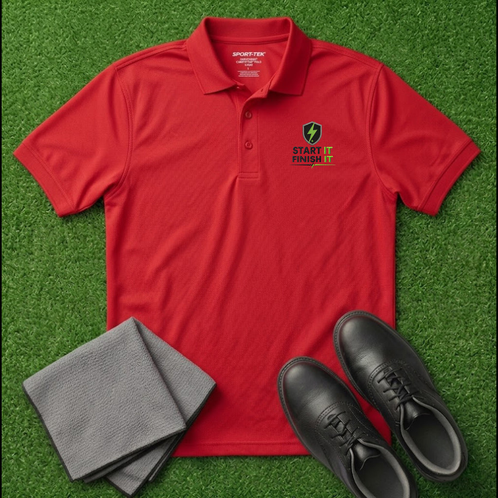 'START IT FINISH IT' Shield+ Embroidered Performance Golf Polo (Sport-Tech Unisex)
