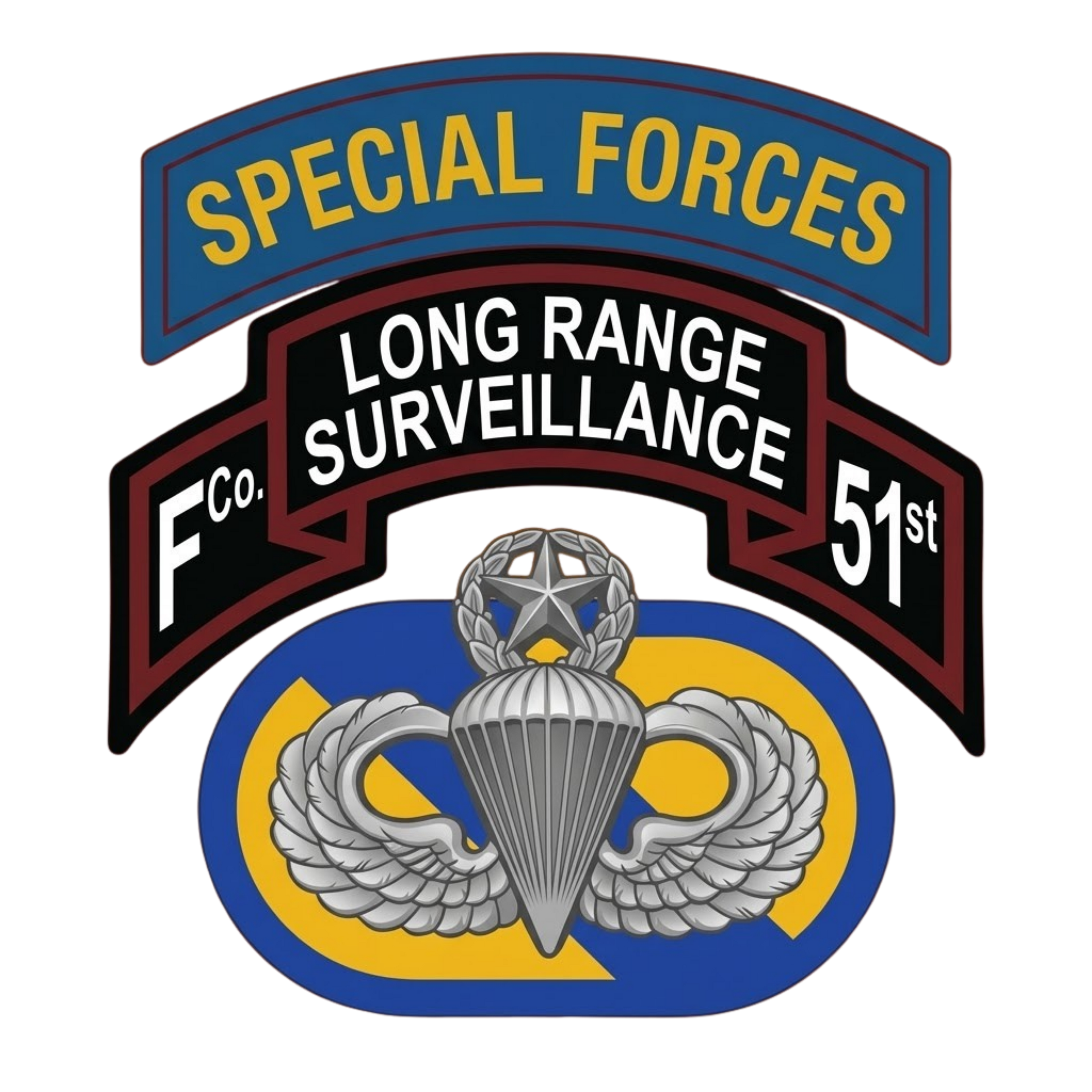 F Co. 51st Infantry (LRS) Scroll with SF Tab & Master Wings Softstyle T-Shirt
