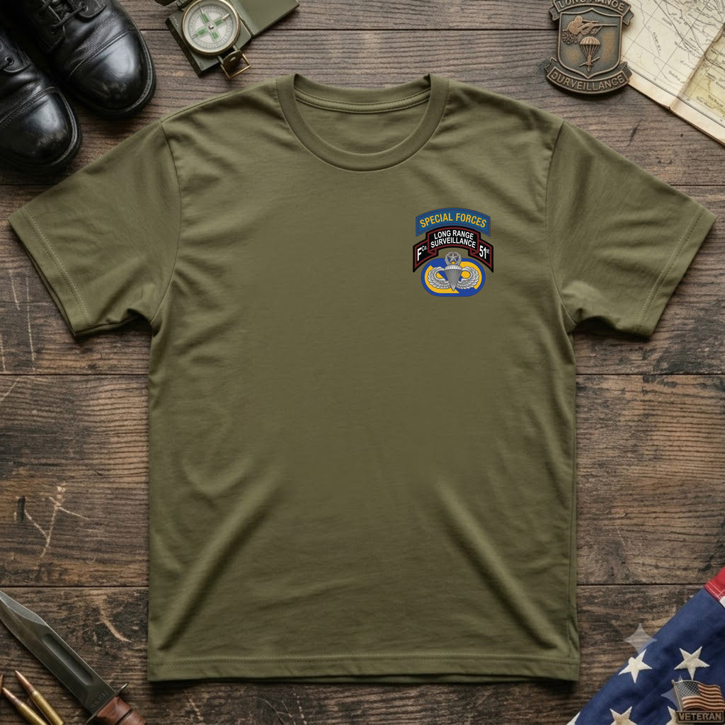 F Co. 51st Infantry (LRS) Scroll with SF Tab & Master Wings Softstyle T-Shirt